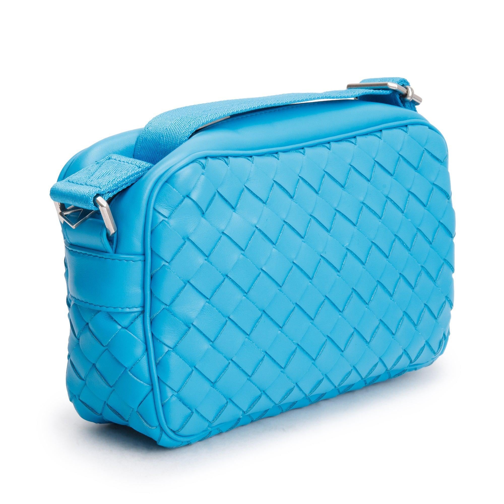 Bottega Veneta Blue Intrecciato Leather Camera Bag