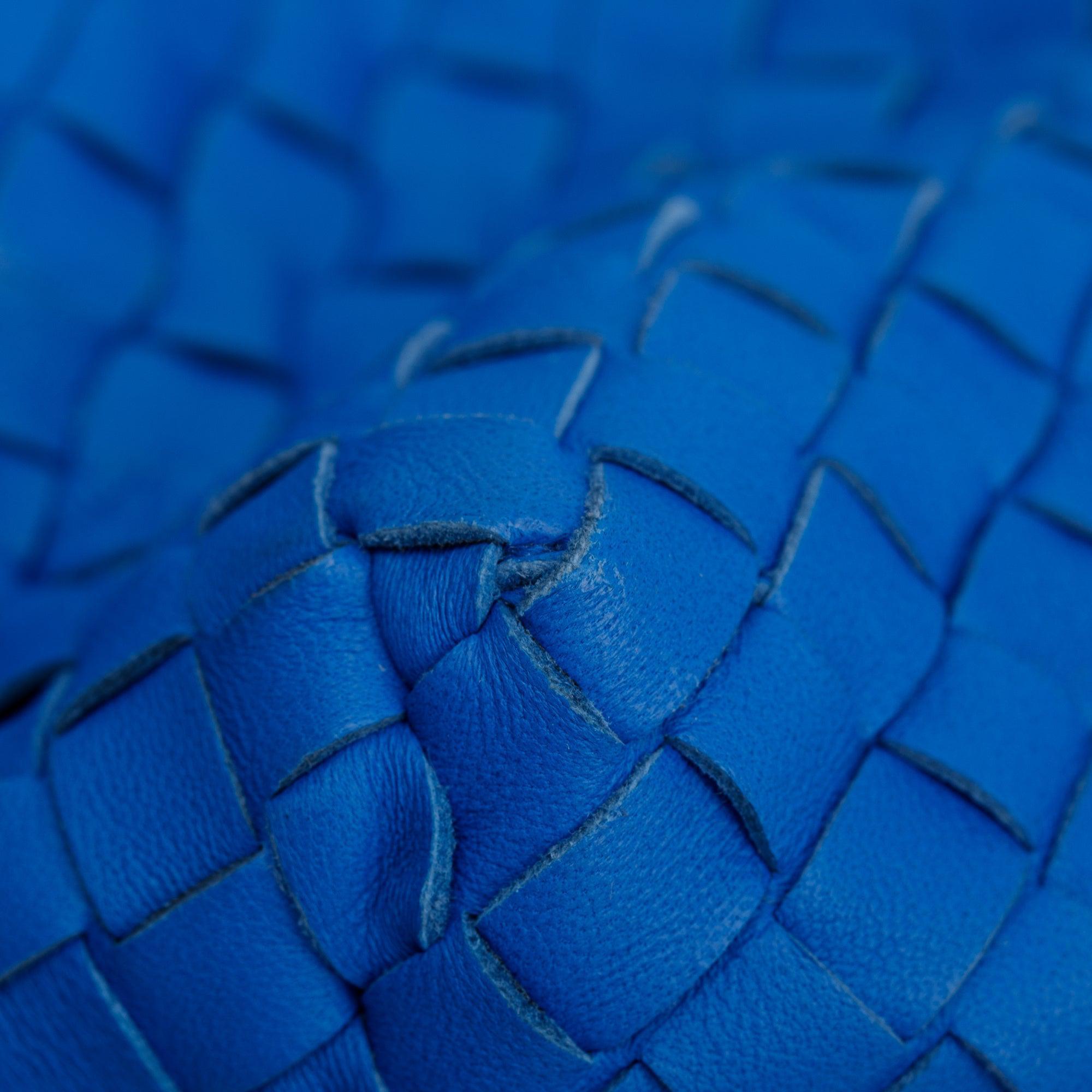 Bottega Veneta Blue Intrecciato Leather Medium Cesta Tote