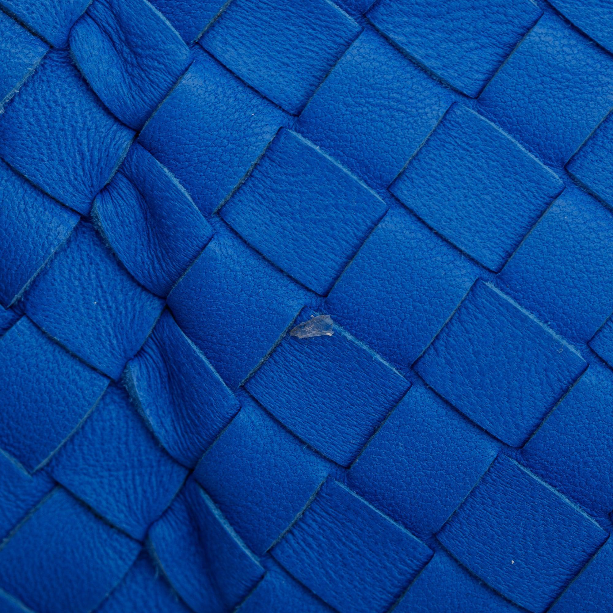 Bottega Veneta Blue Intrecciato Leather Medium Cesta Tote