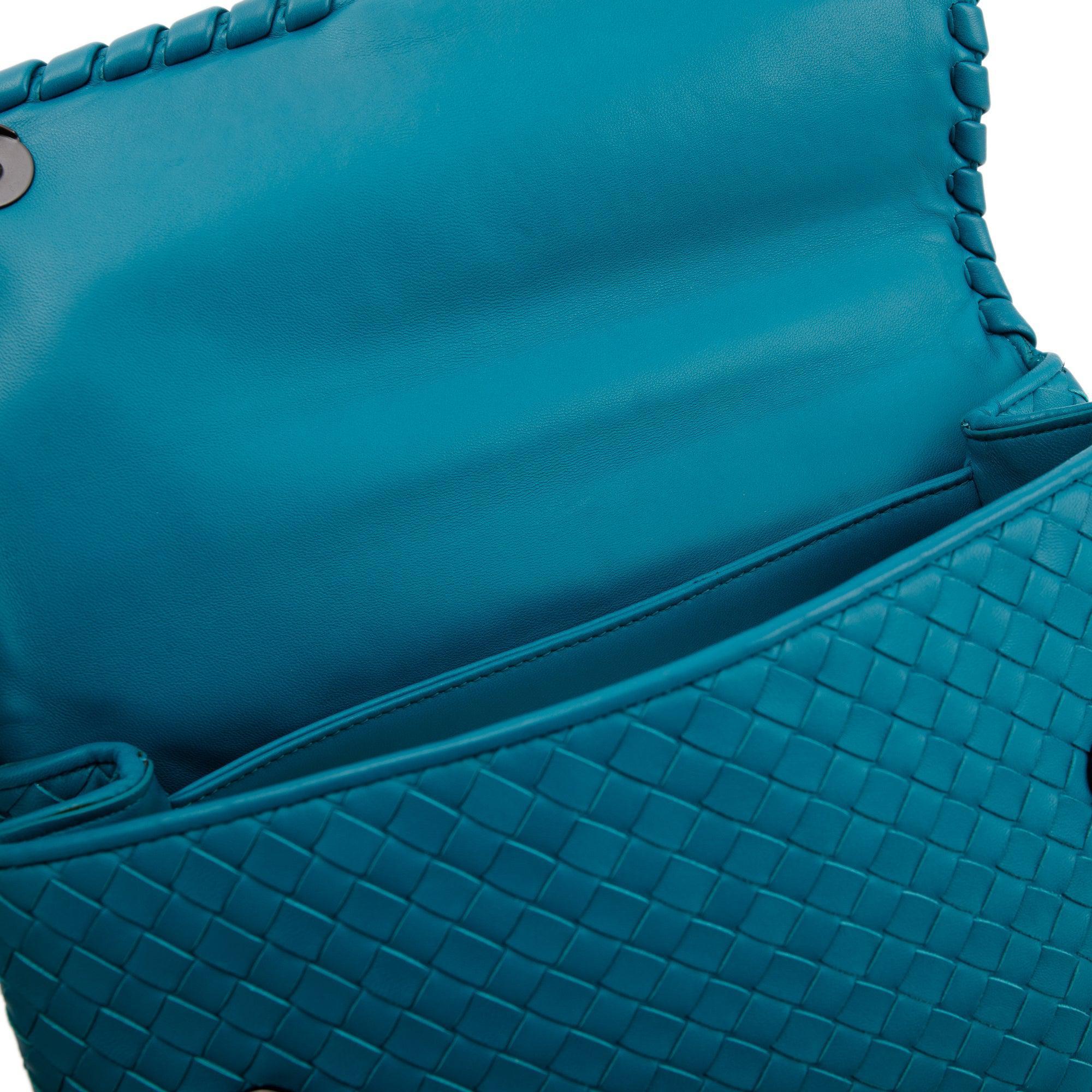 Bottega Veneta Blue Large Intrecciato Olimpia Bag