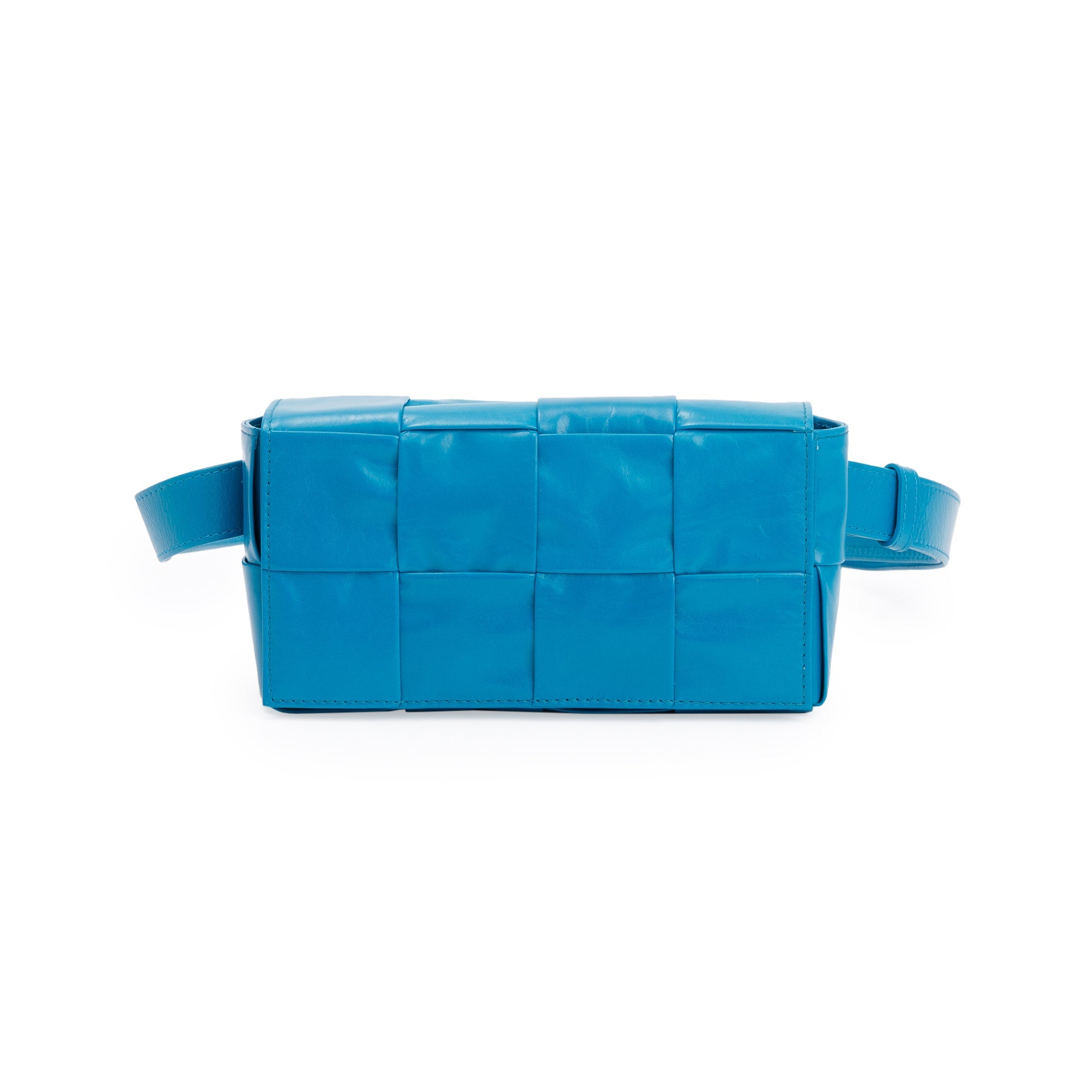 Bottega Veneta Blue Nappa Leather Intrecciato Cassette Belt Bag