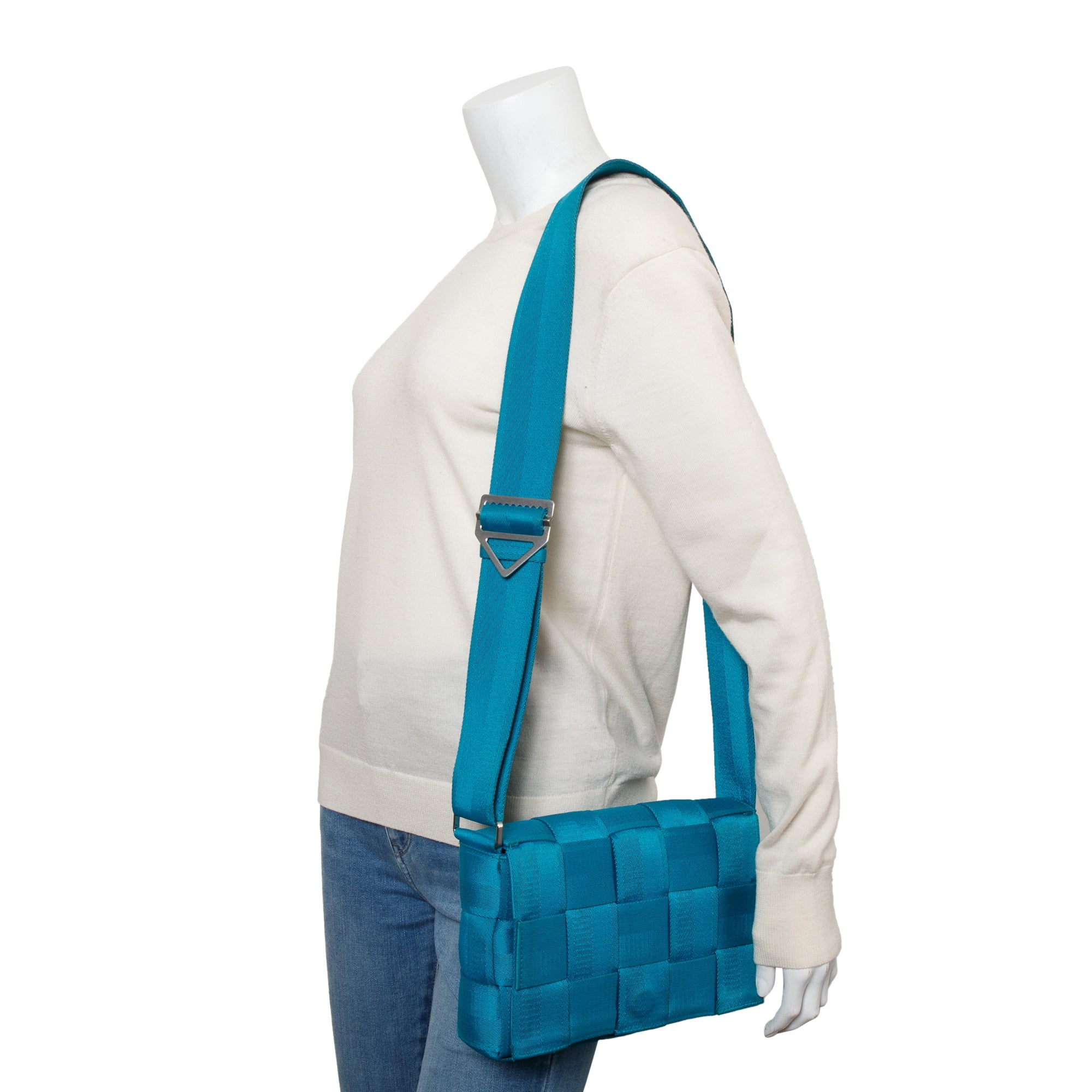 Bottega Veneta Blue Webbing Intrecciato Cassette Bag