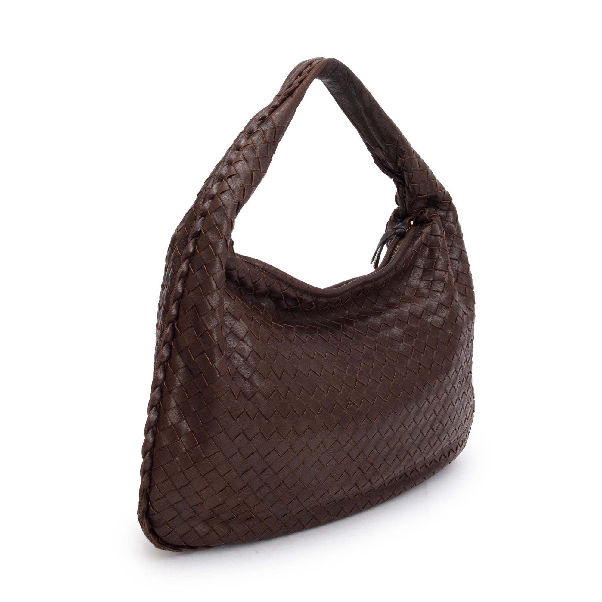 Bottega Veneta Brown Intrecciato Leather Small Hobo Bag