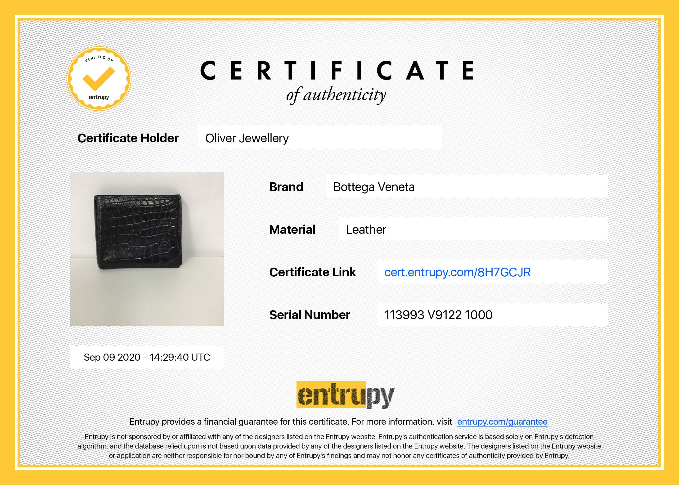 Bottega Veneta Crocodile Bi-Fold Wallet