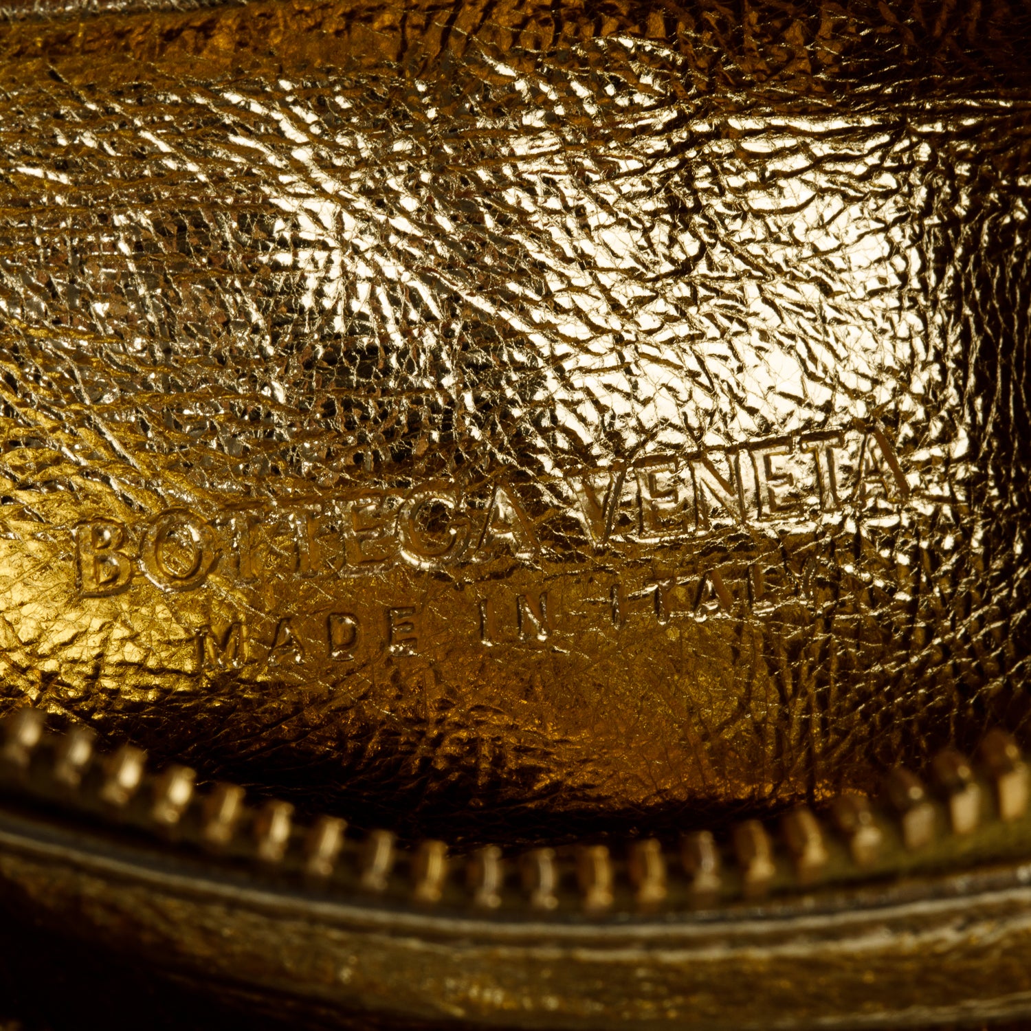 Bottega Veneta Gold/Silver Tubular Laminated Lambskin Leather Mini