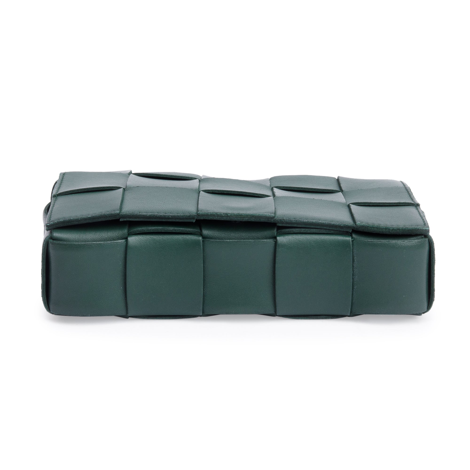 Bottega Veneta Green Intrecciato Lambskin Leather Classic Cassette Bag