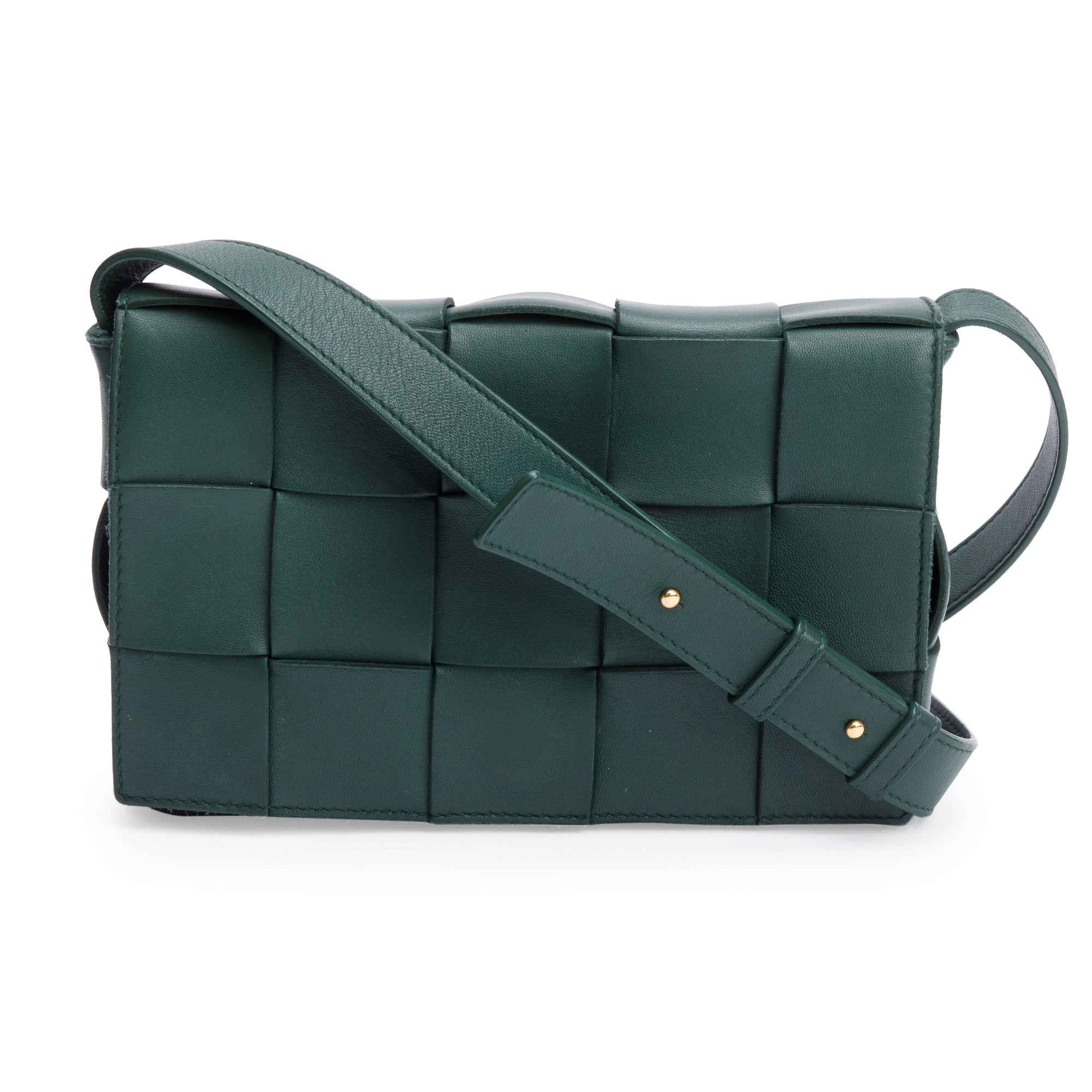 Bottega Veneta Green Intrecciato Lambskin Leather Classic Cassette Bag