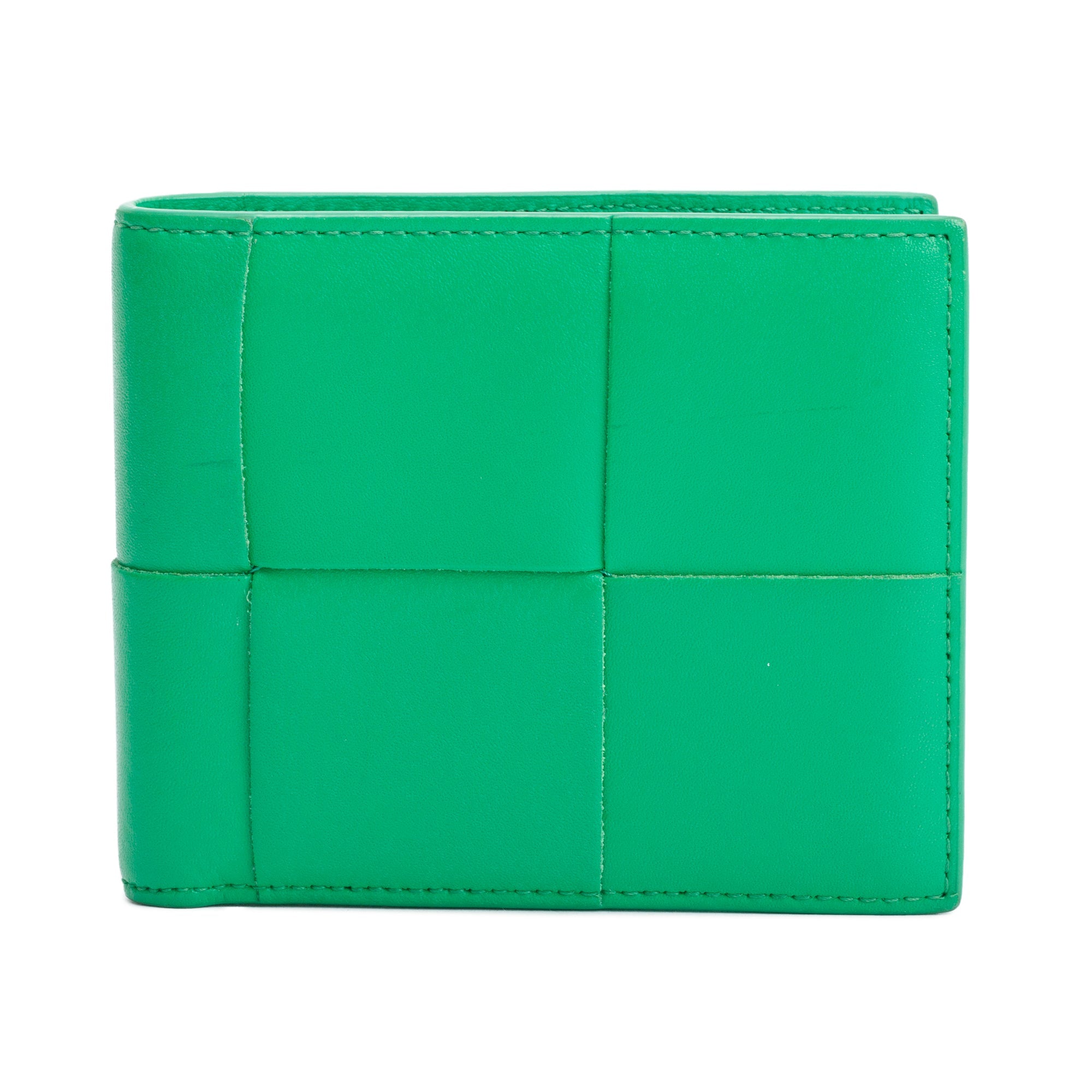 Bottega Veneta Green Intrecciato Leather Cassette Bi-Fold Wallet