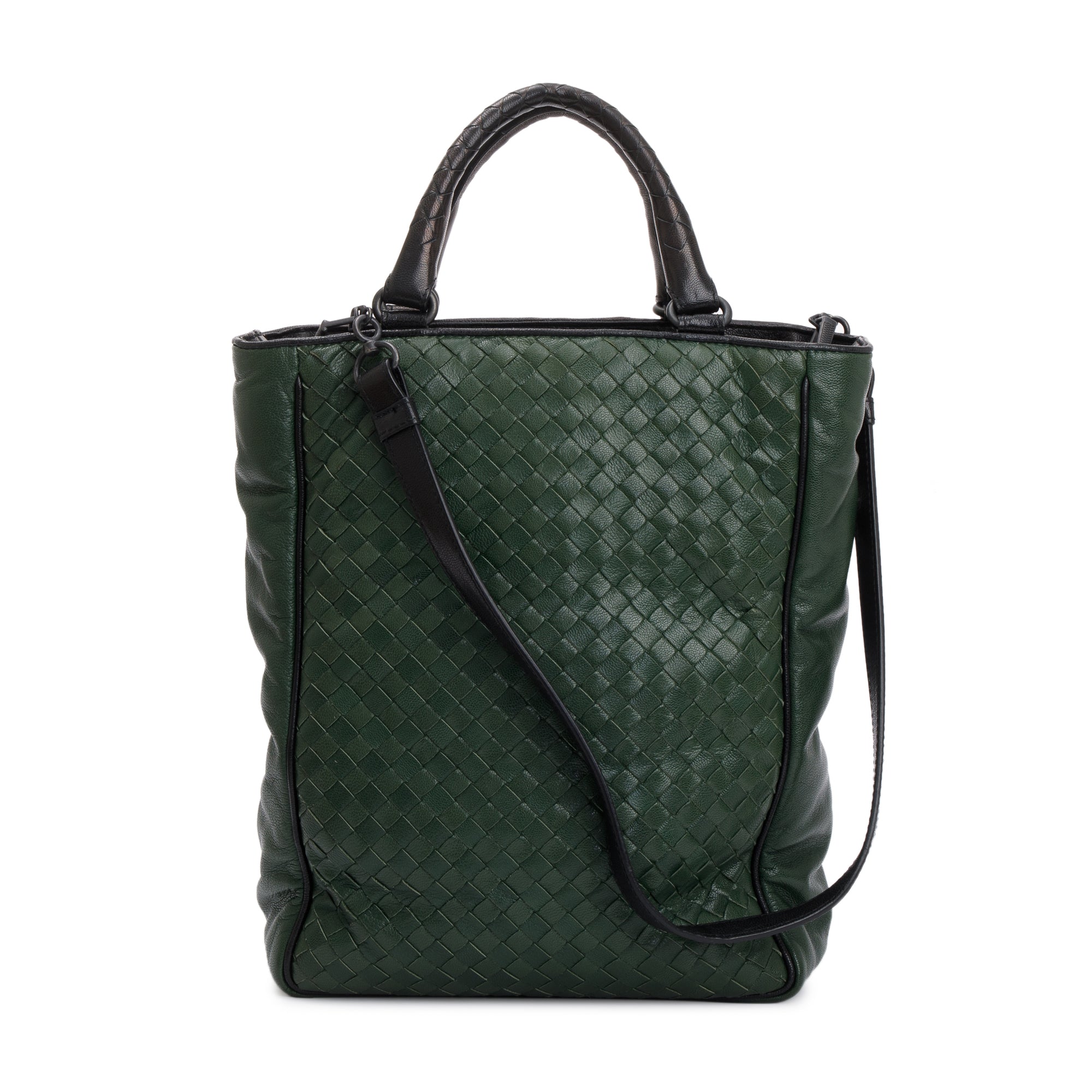 Bottega Veneta Green Intrecciato Nappa Small Vertical Tote w/ Strap