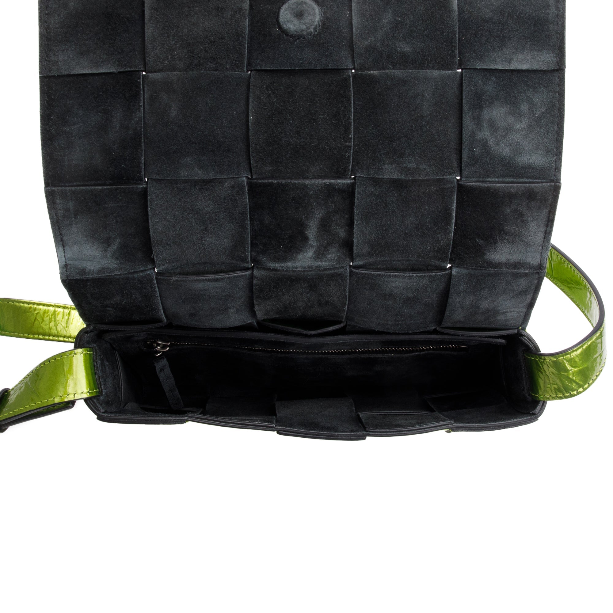 Bottega Veneta Green Metallic Crushed Calfskin Maxi Intrecciato