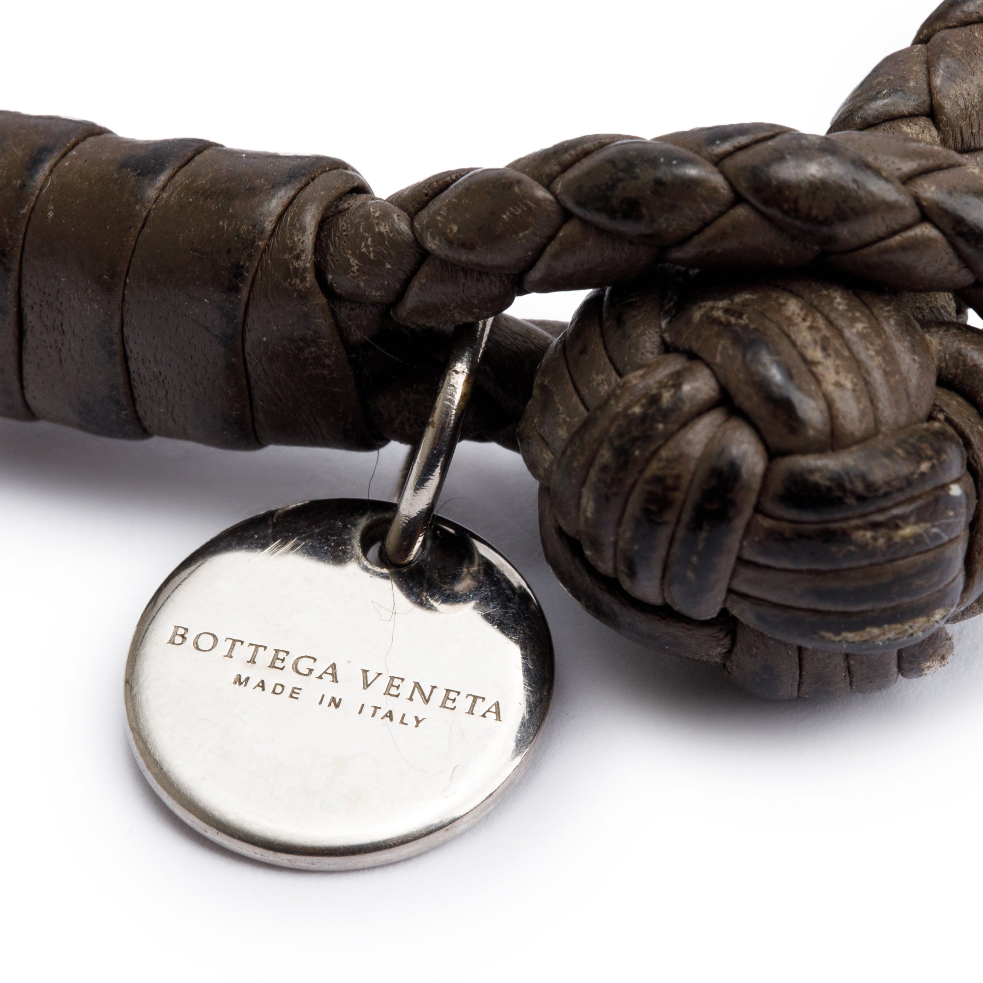 Bottega Veneta Grey Intrecciato Leather Double Wrap Bracelet