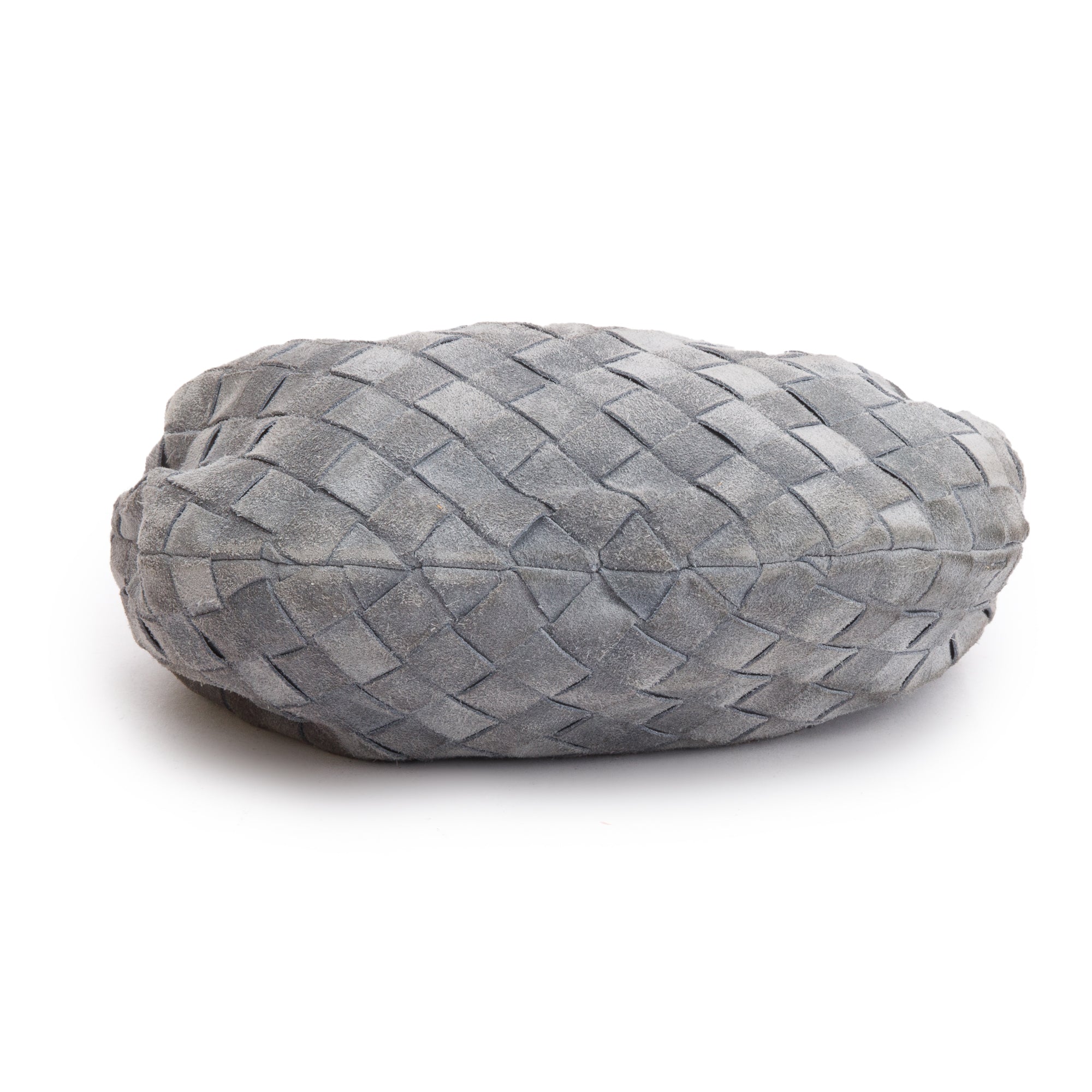 Bottega Veneta Grey Suede Intrecciato Leather Mini Jodie Bag