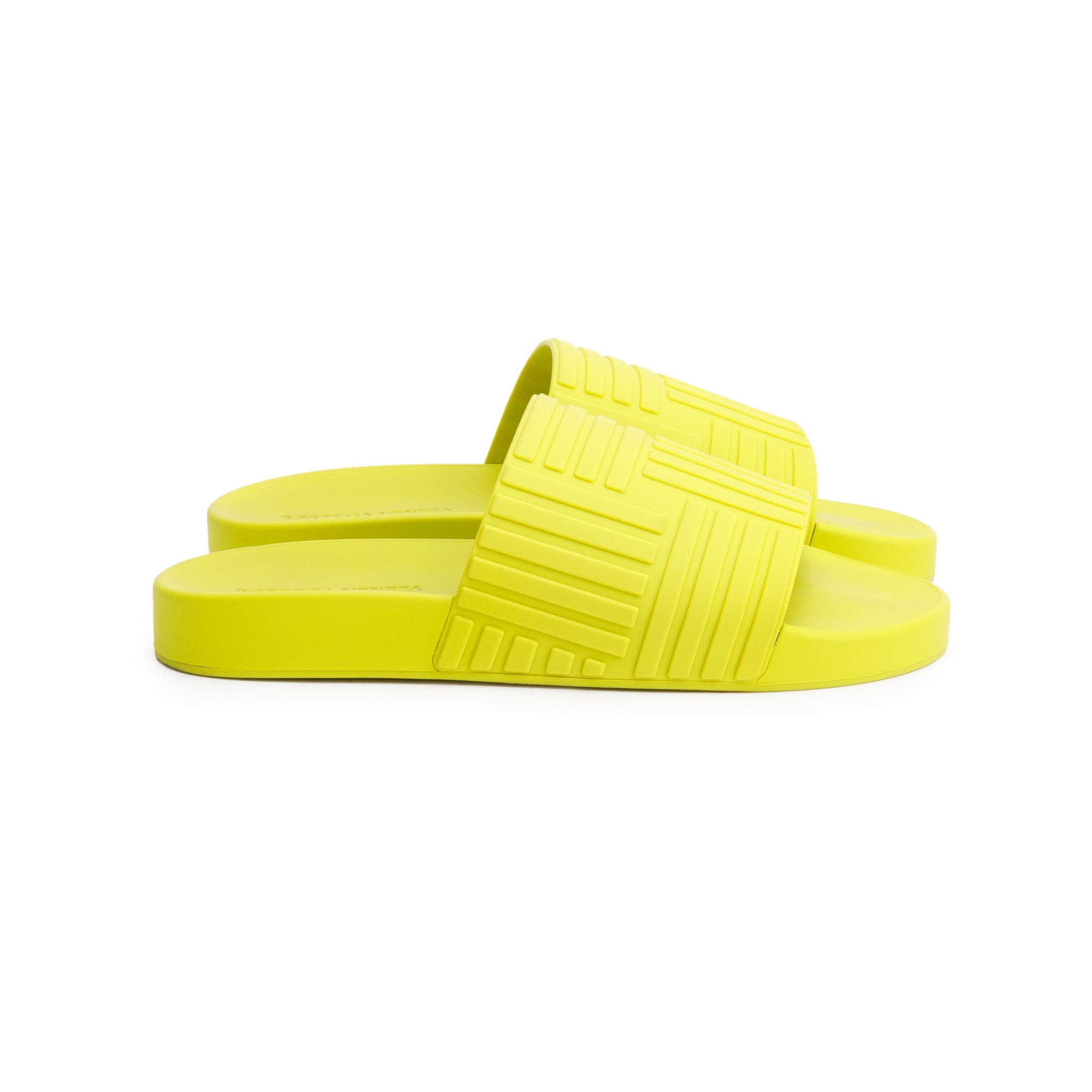 Bottega Veneta Kiwi Rubber Flat Slider Sandals, Size 40 w/ Box