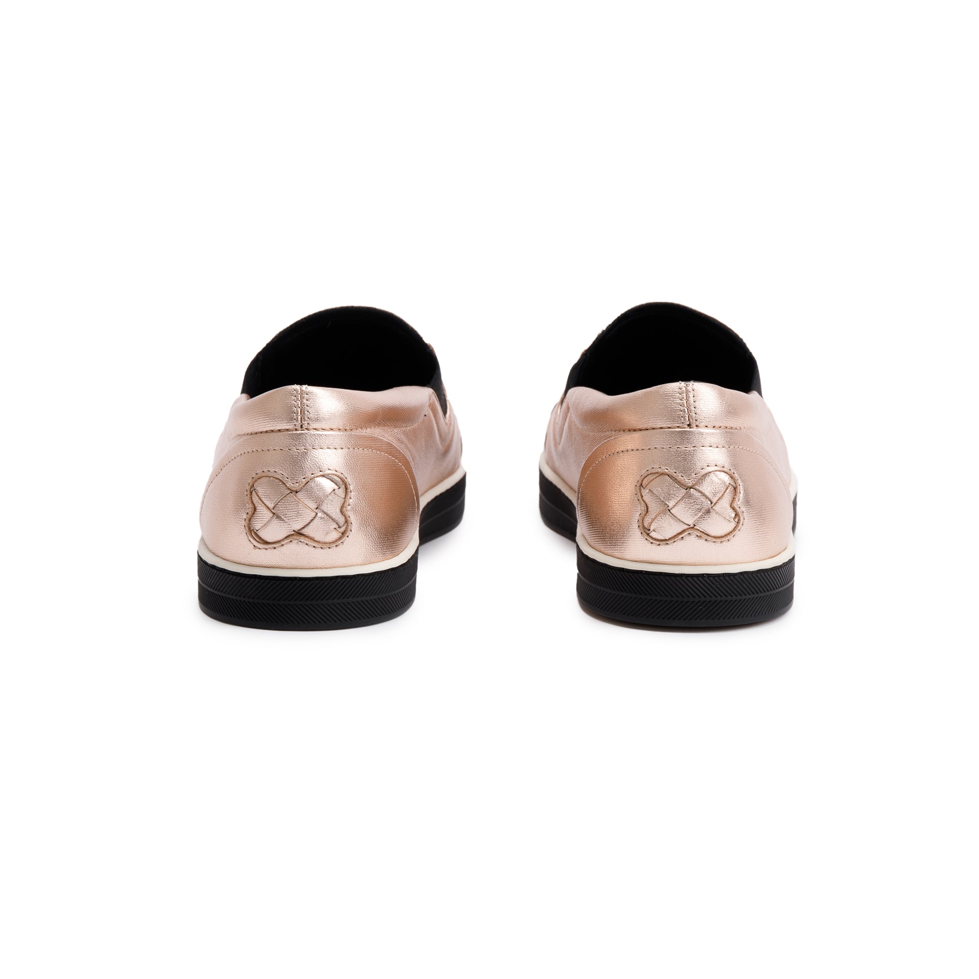 Bottega Veneta Metallic Pink Nappa Intrecciato Leather Slip On Sneakers, Size 39