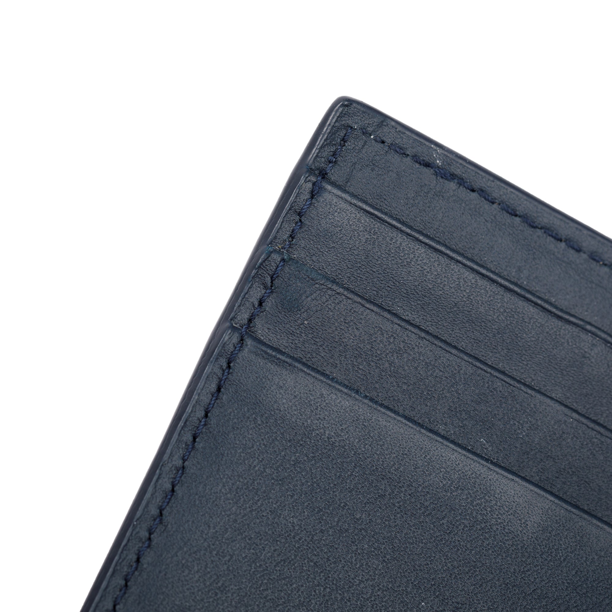 Bottega Veneta Navy Intrecciato Leather Flap Card Case w/ Box