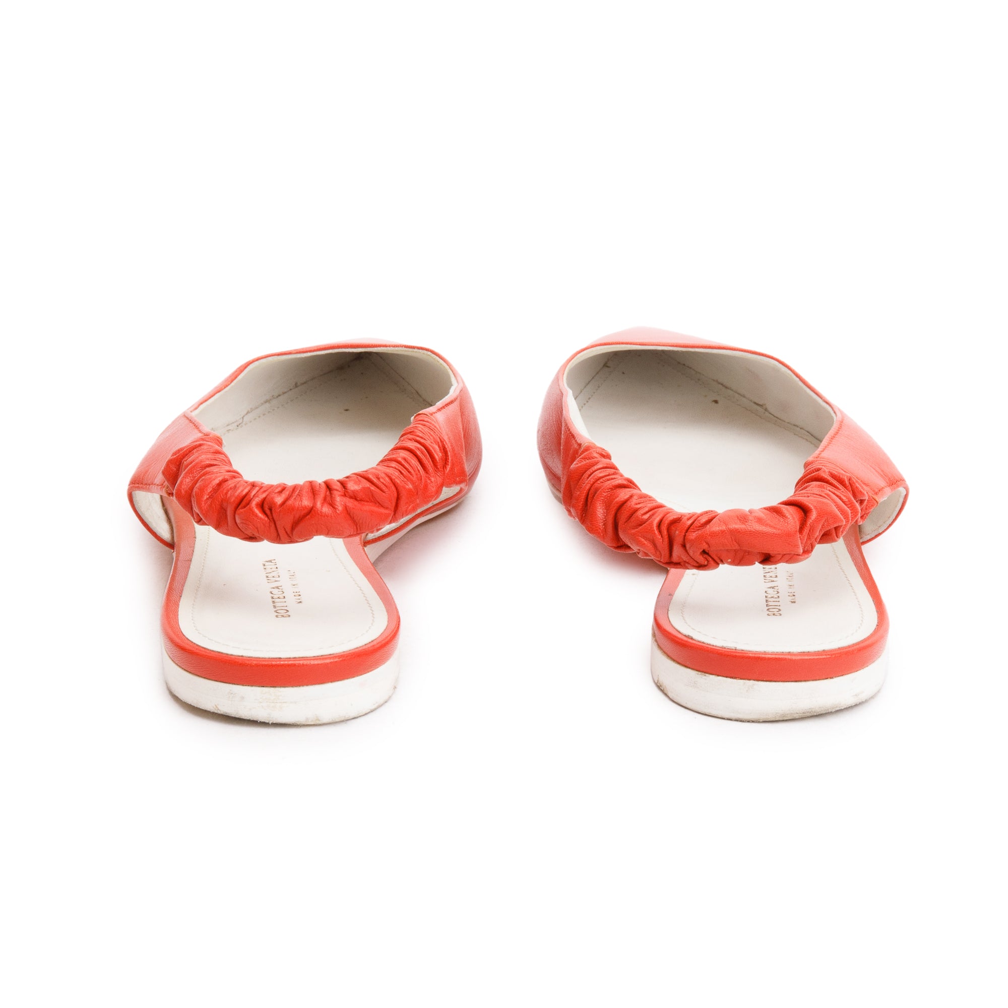 Bottega Veneta Orange Leather Slingback Ballerina Flats, Size 38.5 w/ Box