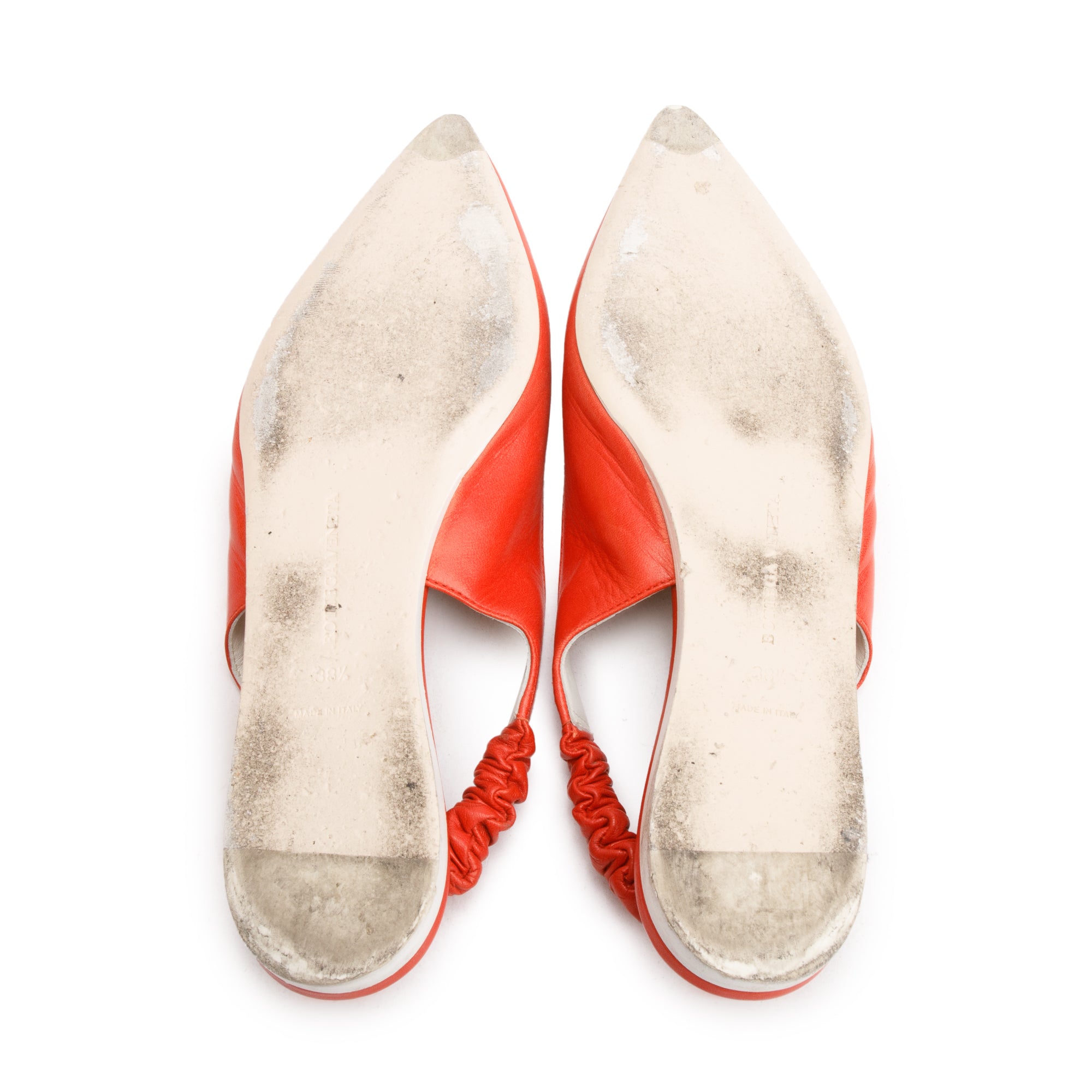Bottega Veneta Orange Leather Slingback Ballerina Flats, Size 38.5 w/ Box