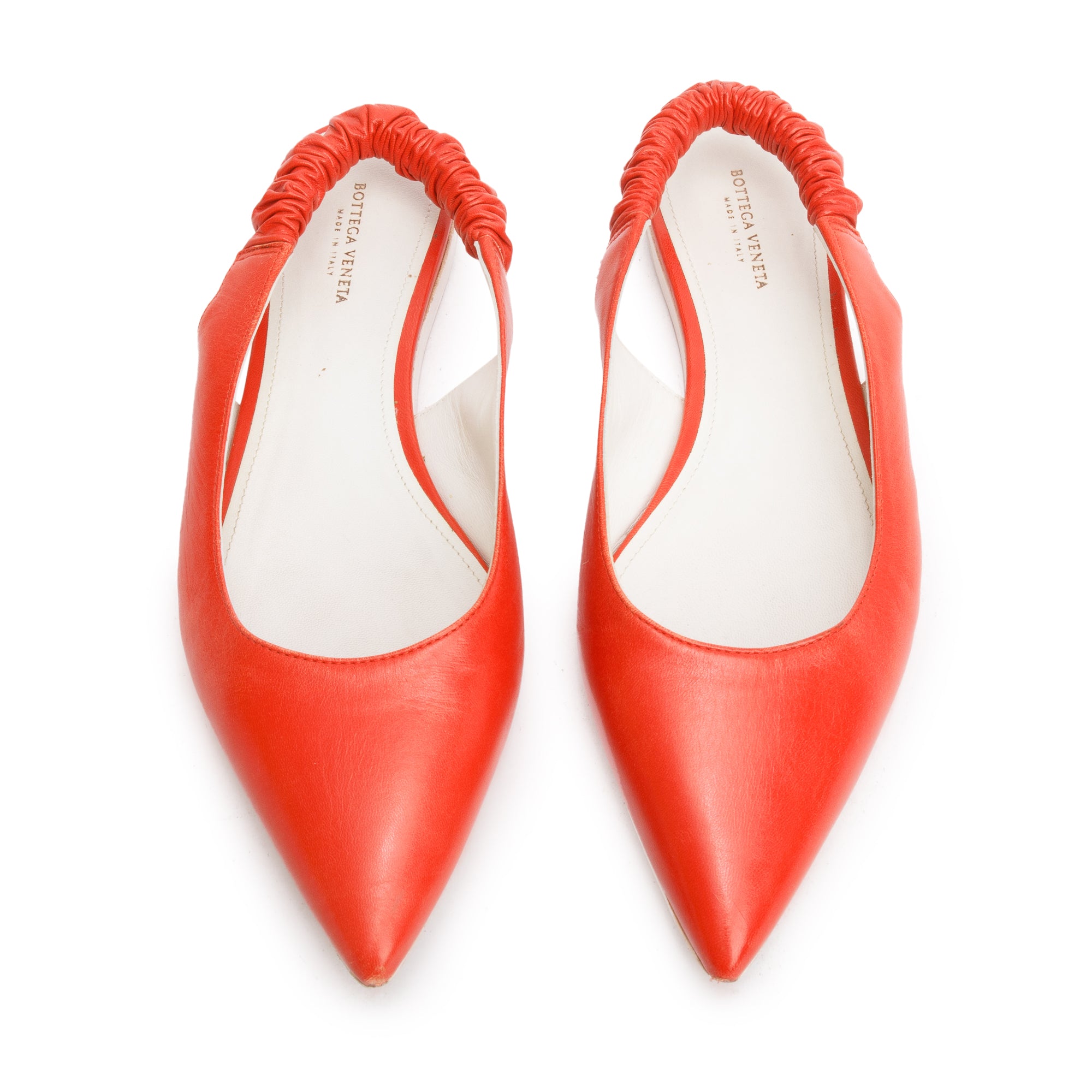 Bottega Veneta Orange Leather Slingback Ballerina Flats, Size 38.5 w/ Box