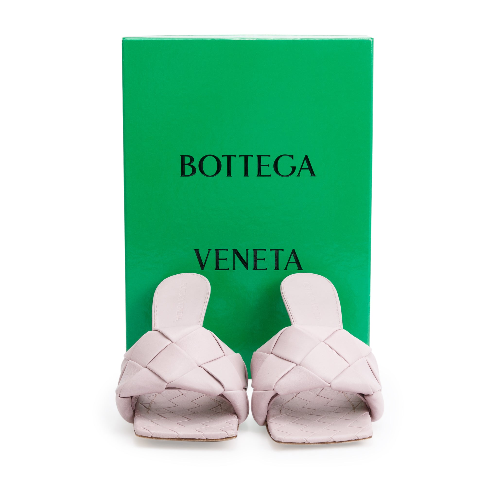 Bottega Veneta Pink Lambskin Leather Padded Sandals, Size 37.5 w/ Box