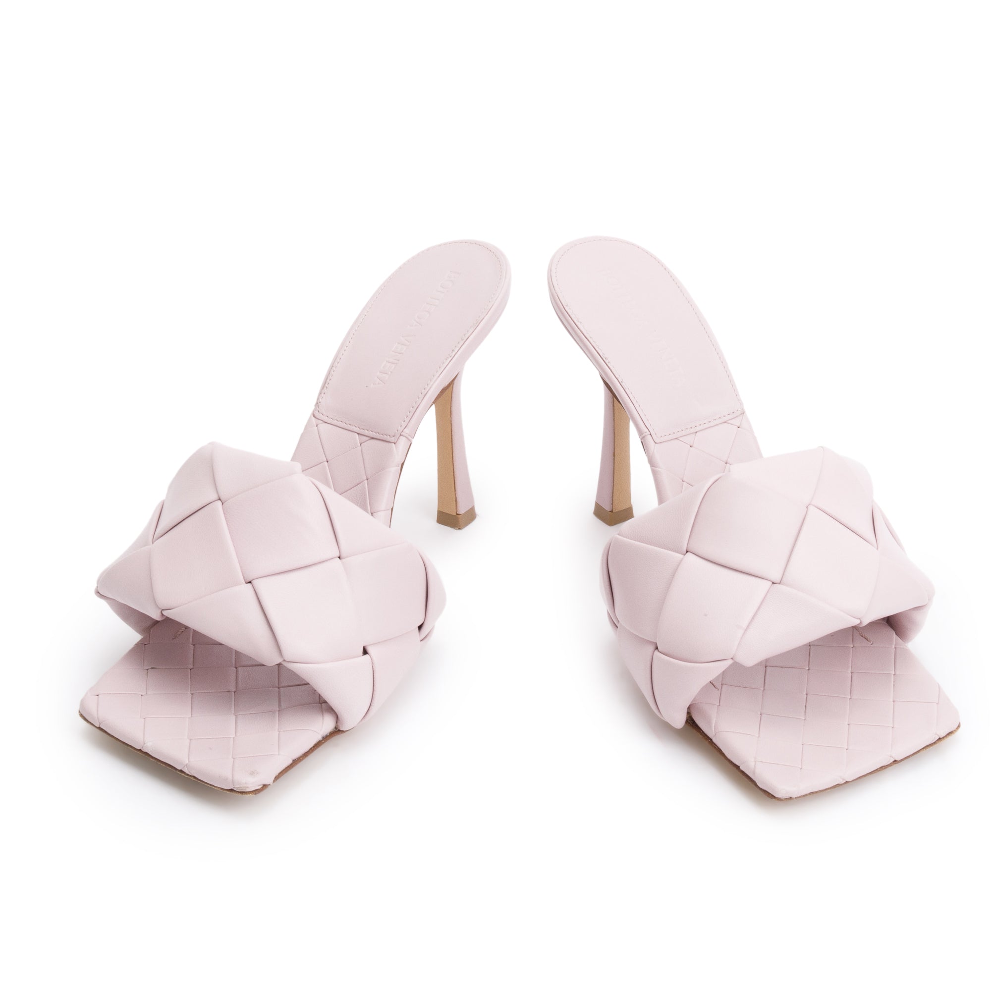 Bottega Veneta Pink Lambskin Leather Padded Sandals, Size 37.5 w/ Box