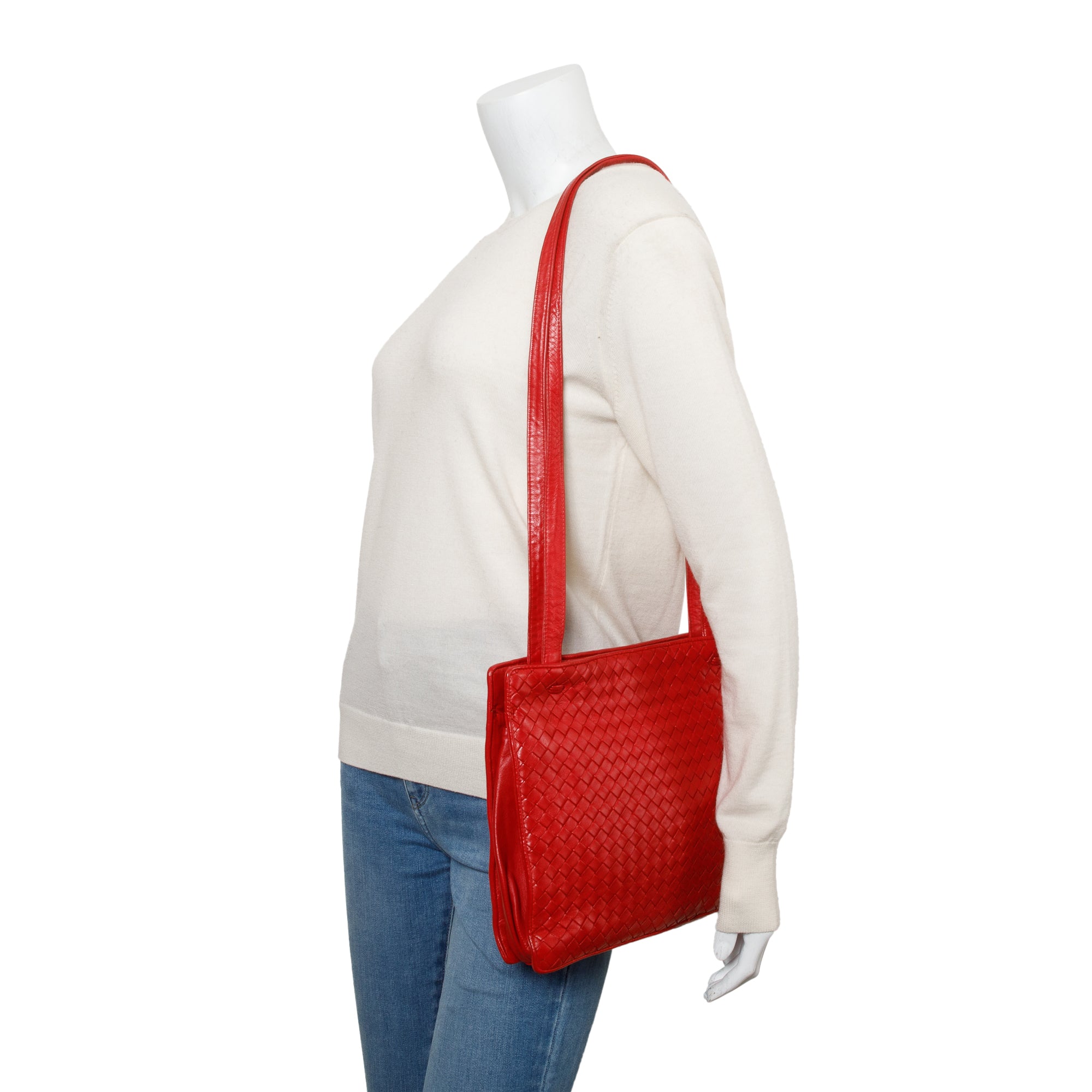 Bottega Veneta Red Intreciatto Tote