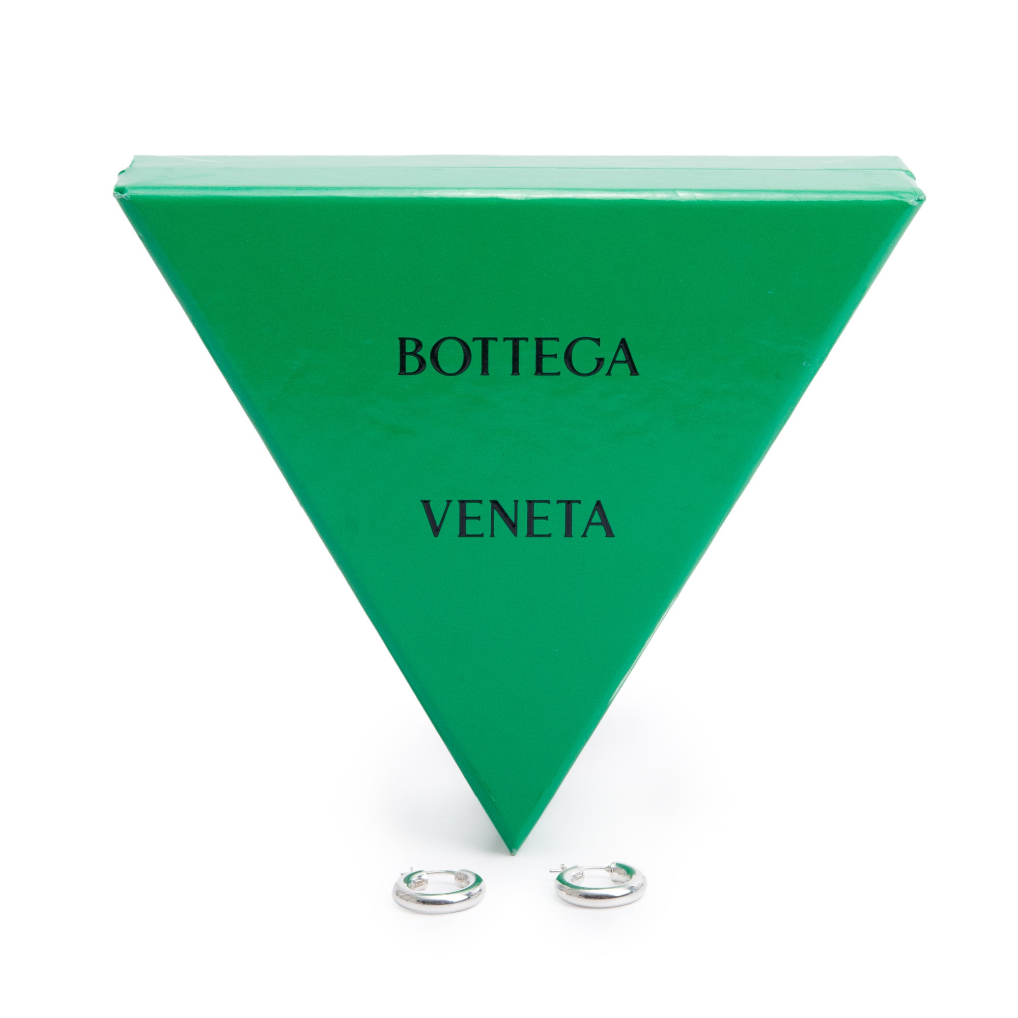 Bottega Veneta Sterling Silver Small Hoop Earrings w/ Box