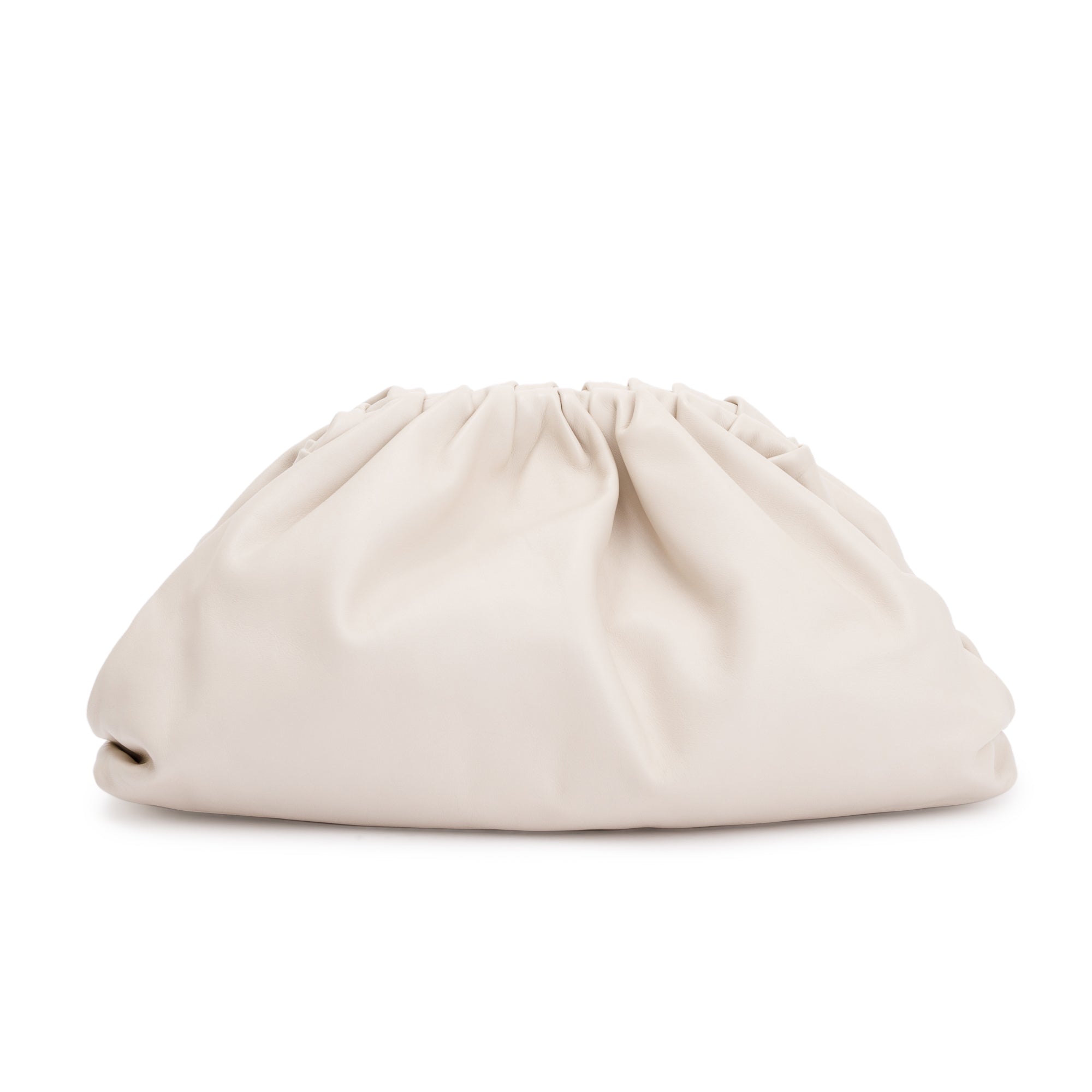 Bottega Veneta White Calfskin Leather The Classic Large Pouch w/ Box