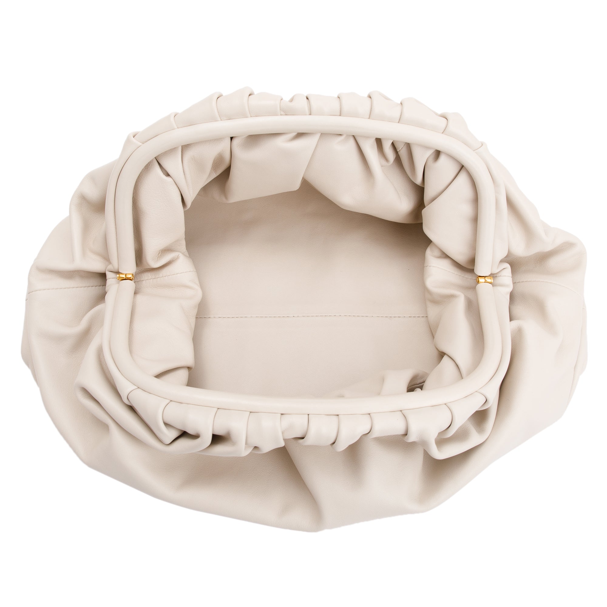 Bottega Veneta White Calfskin Leather The Classic Large Pouch w/ Box