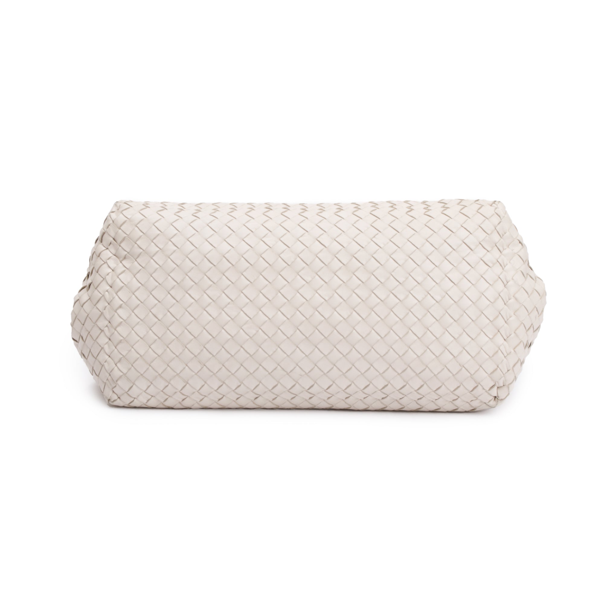 Bottega Veneta White Intrecciato Leather Medium Cesta Tote