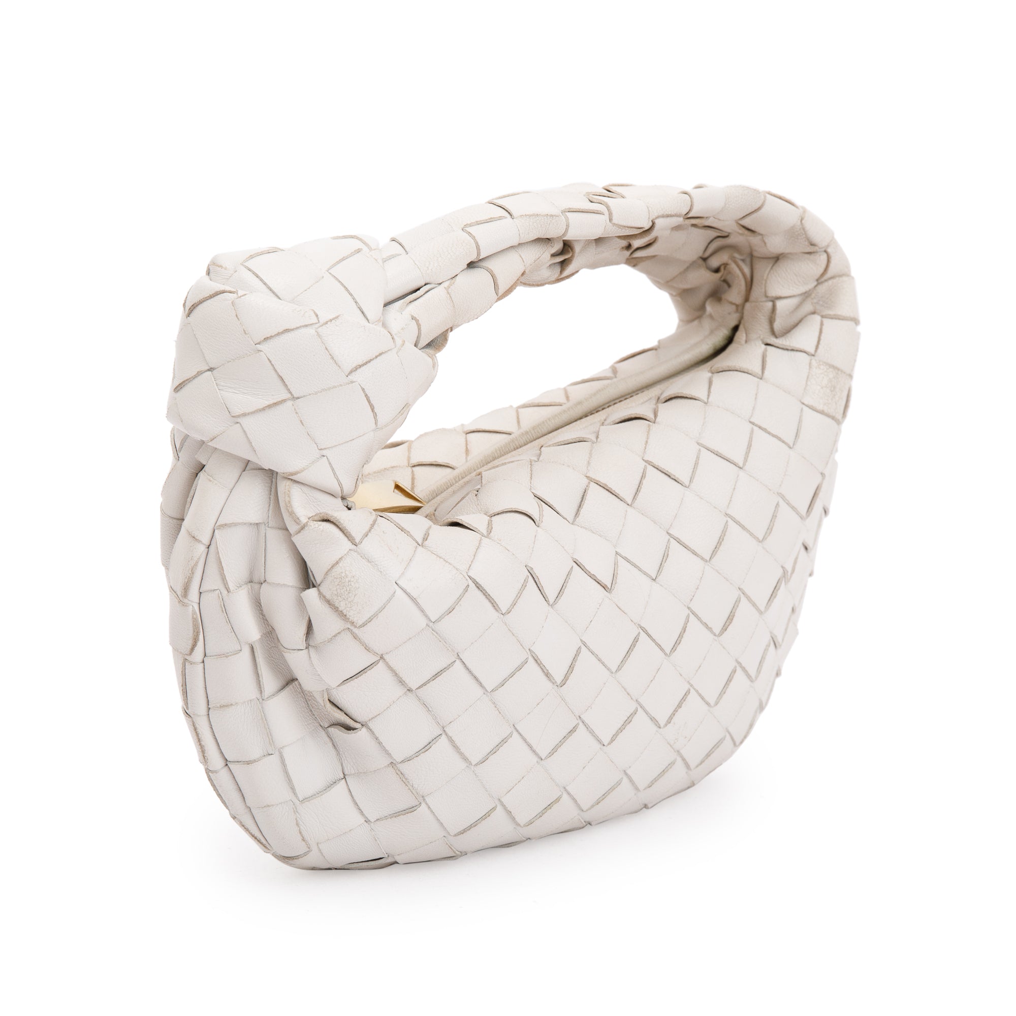 Bottega Veneta White Intrecciato Leather Mini Jodie Bag