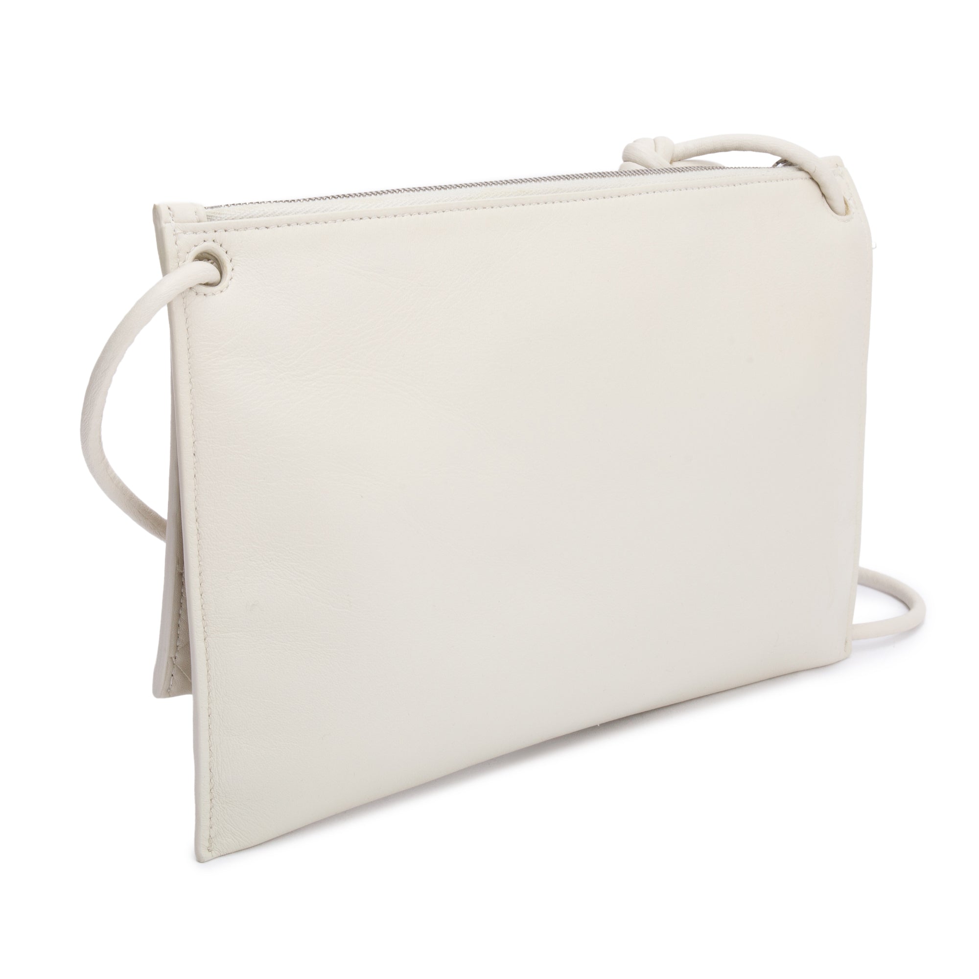 Bottega Veneta White Intrecciato Nappa Leather Double Pouch Crossbody Bag