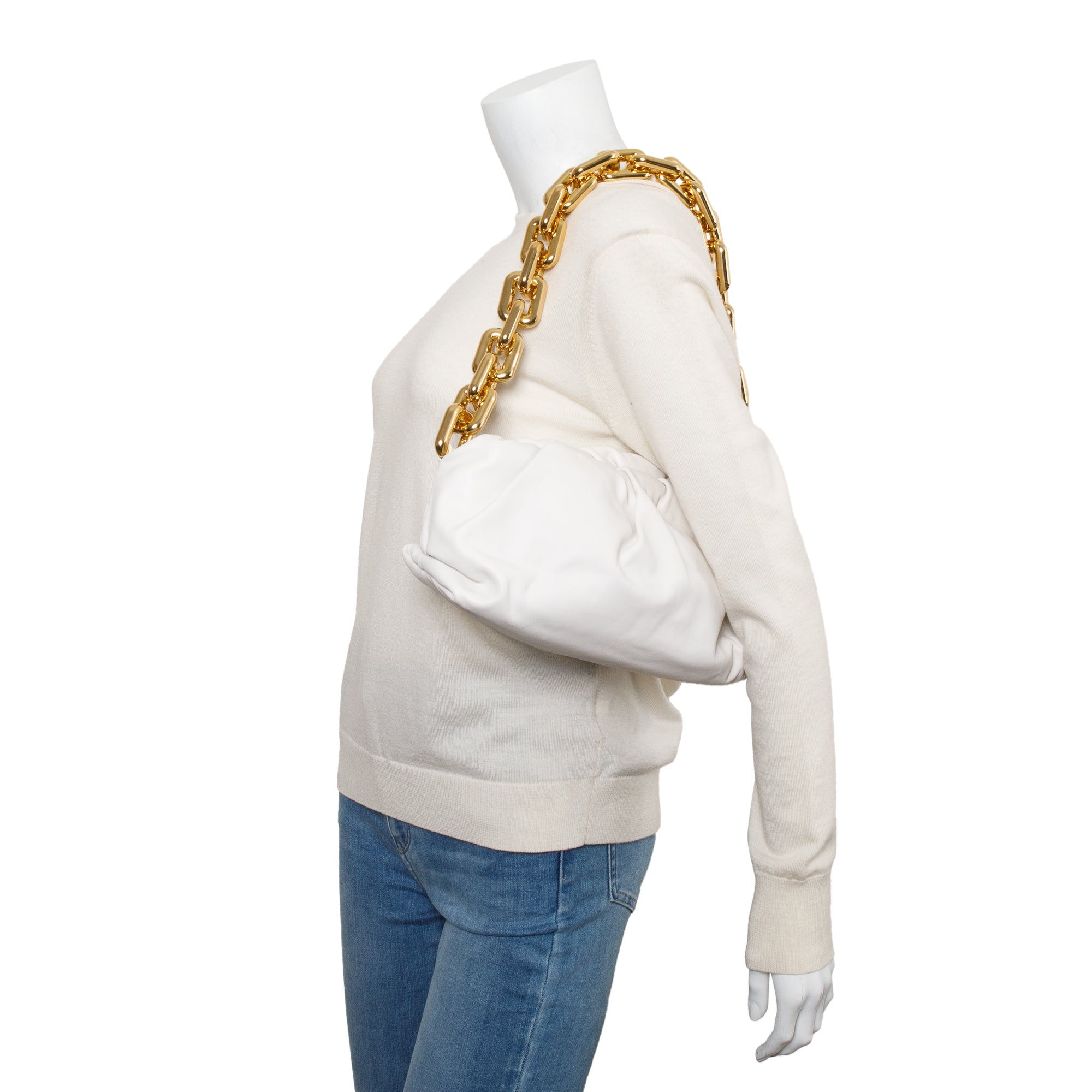 Bottega Veneta White Nappa Leather The Chain Pouch