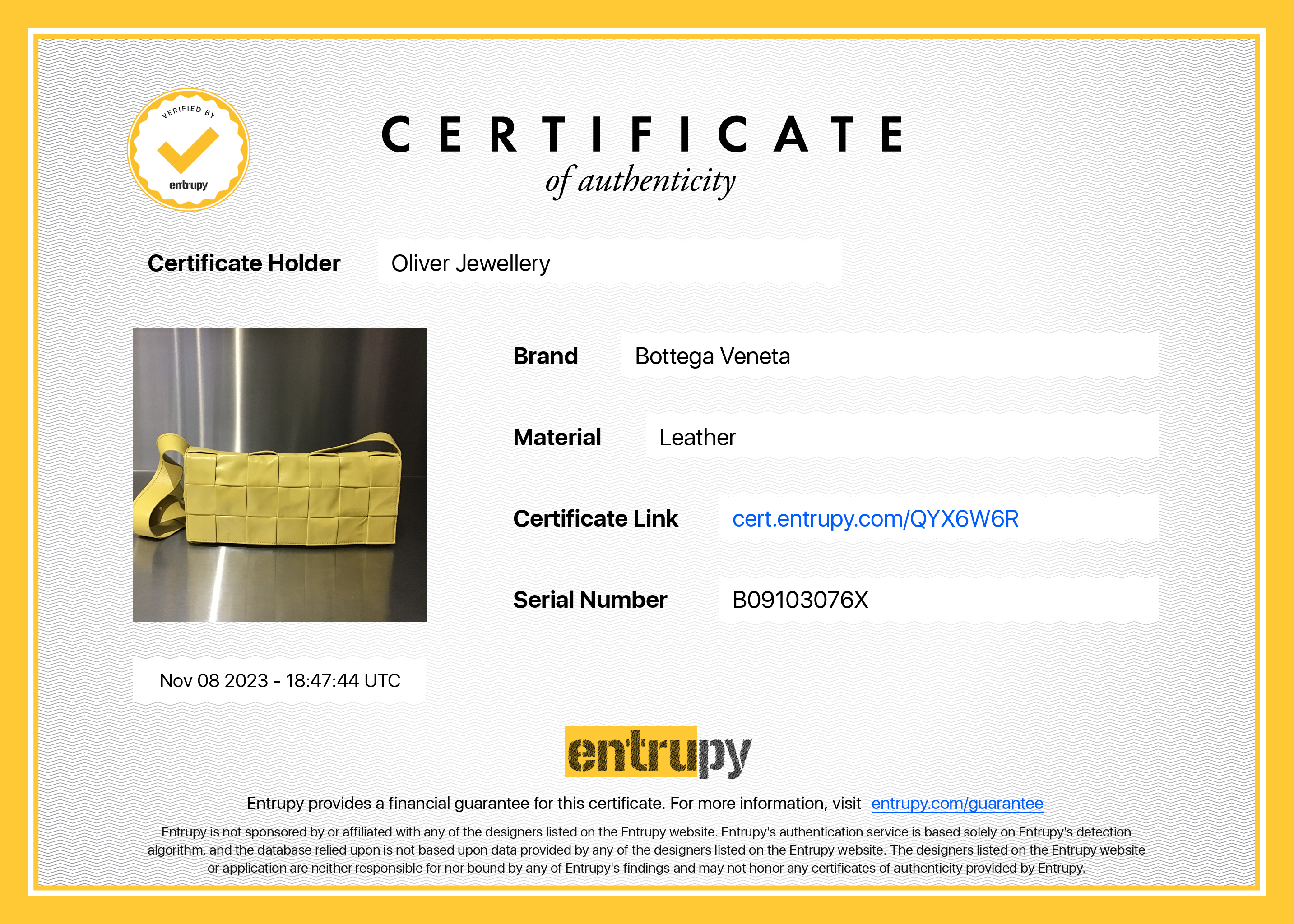 Bottega Veneta Yellow Paper Intrecciato Cassette Bag w/ Zip Pouch