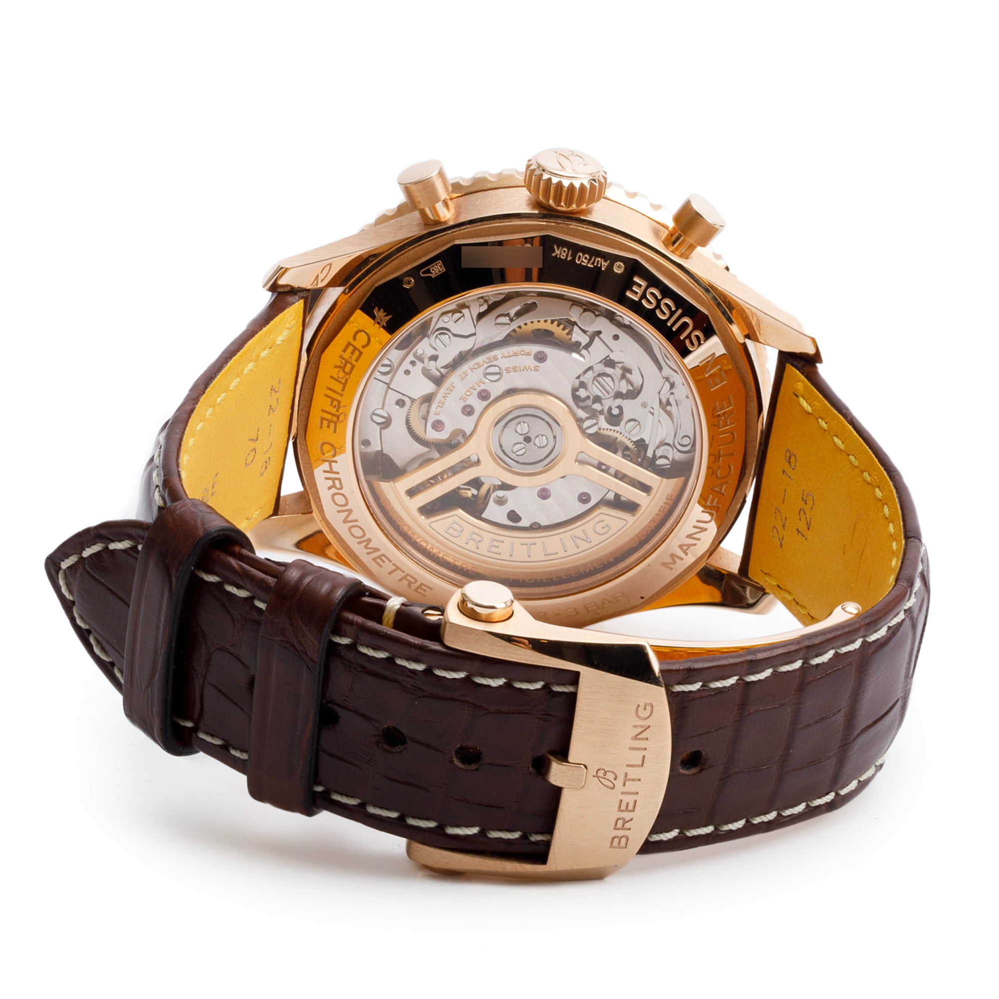 Breitling 18k Rose Gold Navitimer B01 43 MM Automatic Chronograph Watch Black Dial RB0138 w/ Box, Papers & Extra Strap