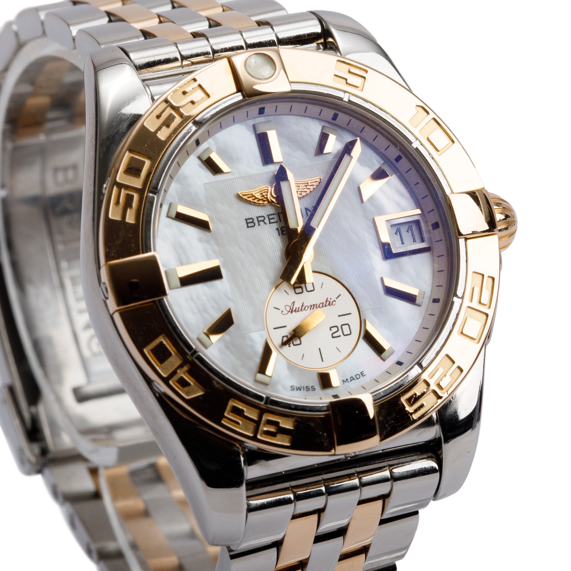 Breitling Stainless Steel & 18k Rose Gold Galactic 36 MM Automatic Watch C37330 w/ Box & Papers