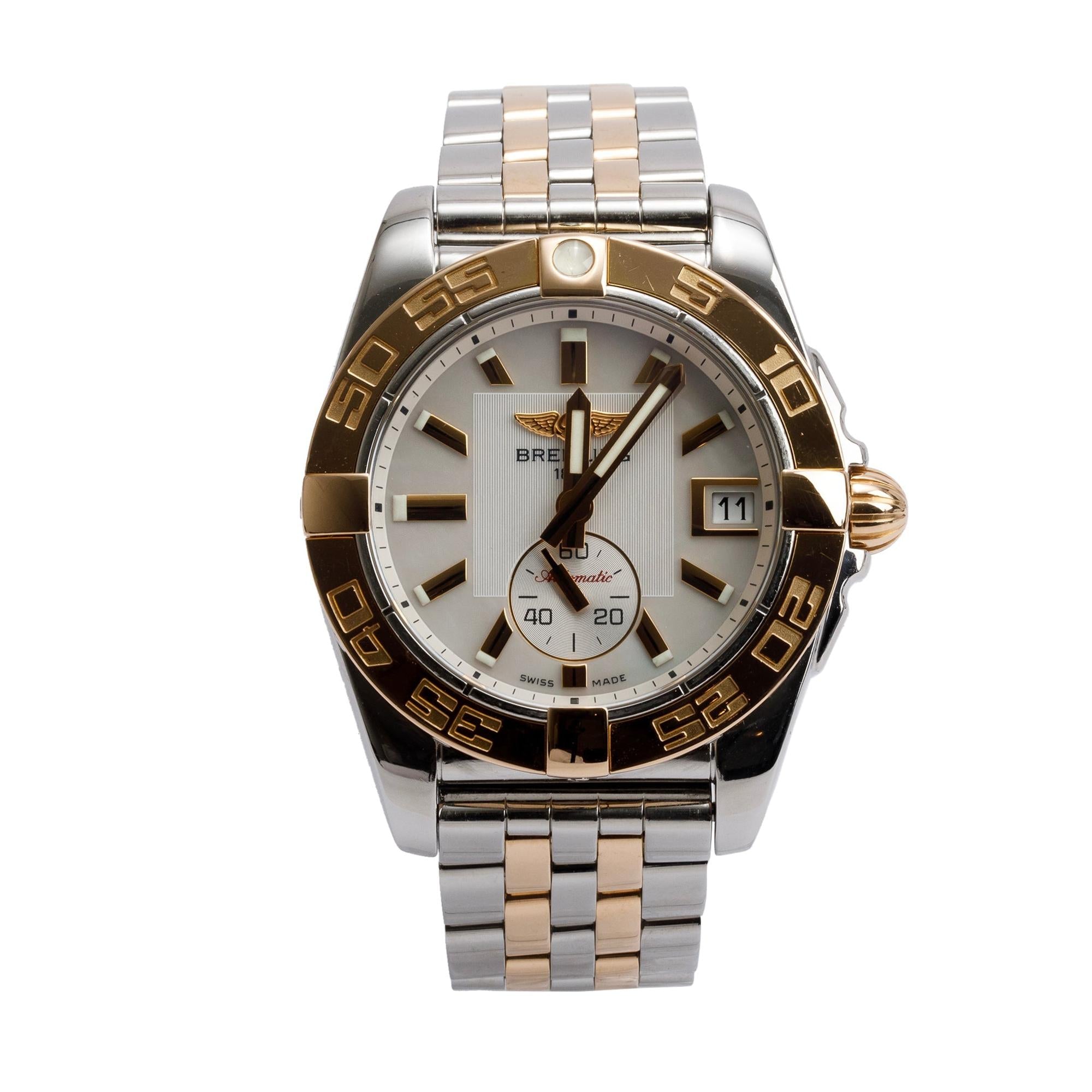 Breitling Stainless Steel & 18k Rose Gold Galactic 36 MM Automatic Watch C37330 w/ Box & Papers