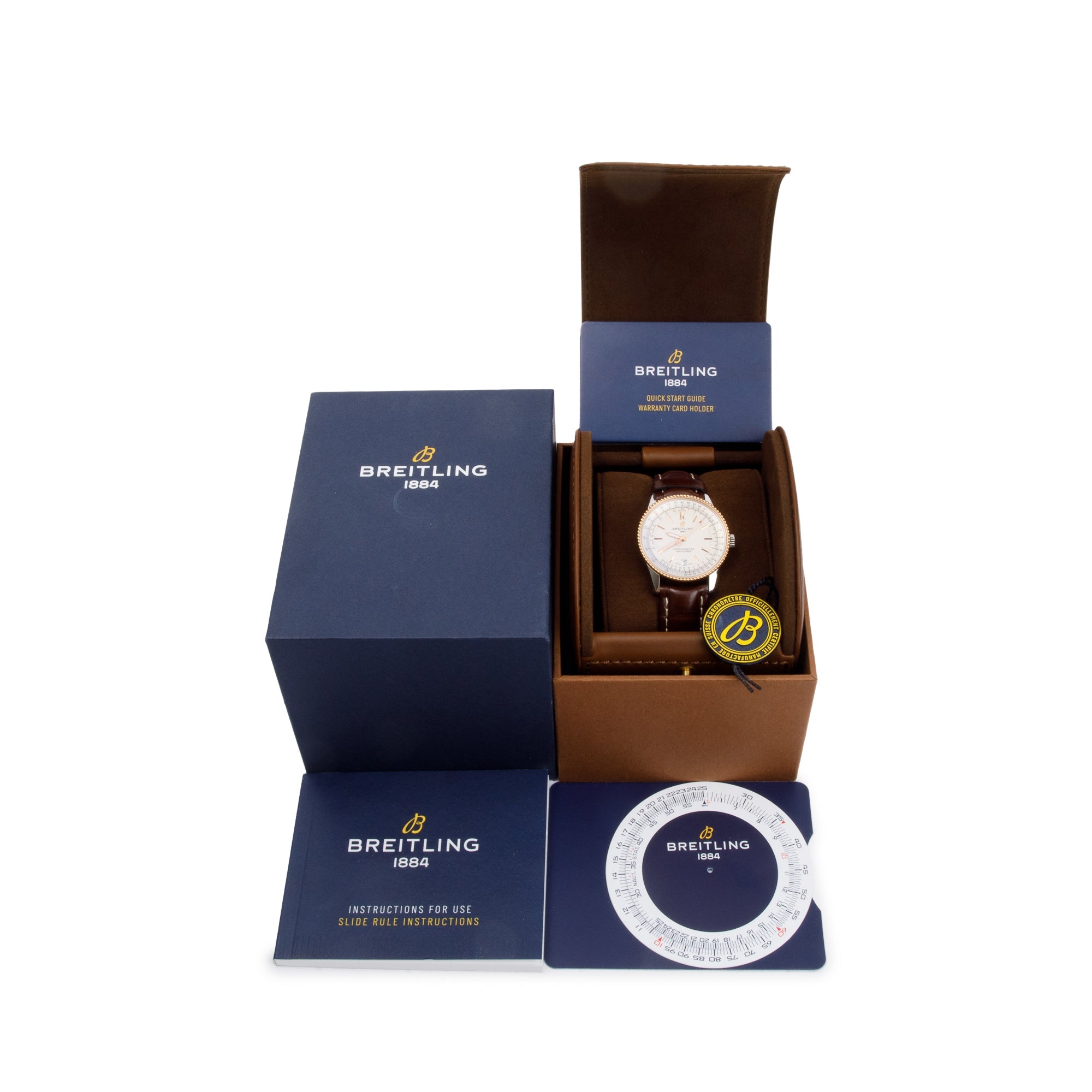 Breitling Stainless Steel & 18k Rose Gold Navitimer 38 MM Automatic Watch w/ Box & Papers