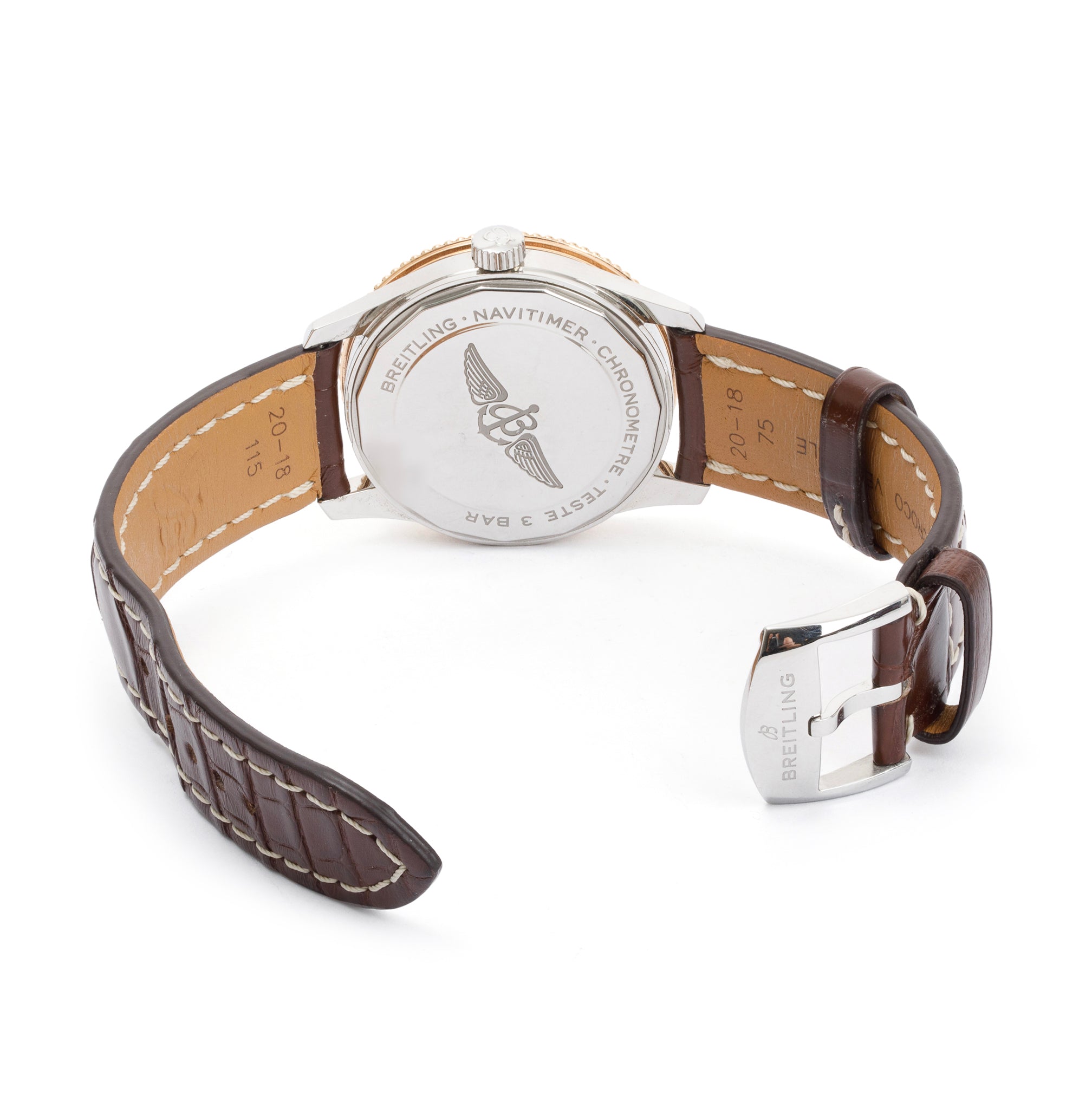 Breitling Stainless Steel & 18k Rose Gold Navitimer 38 MM Automatic Watch w/ Box & Papers