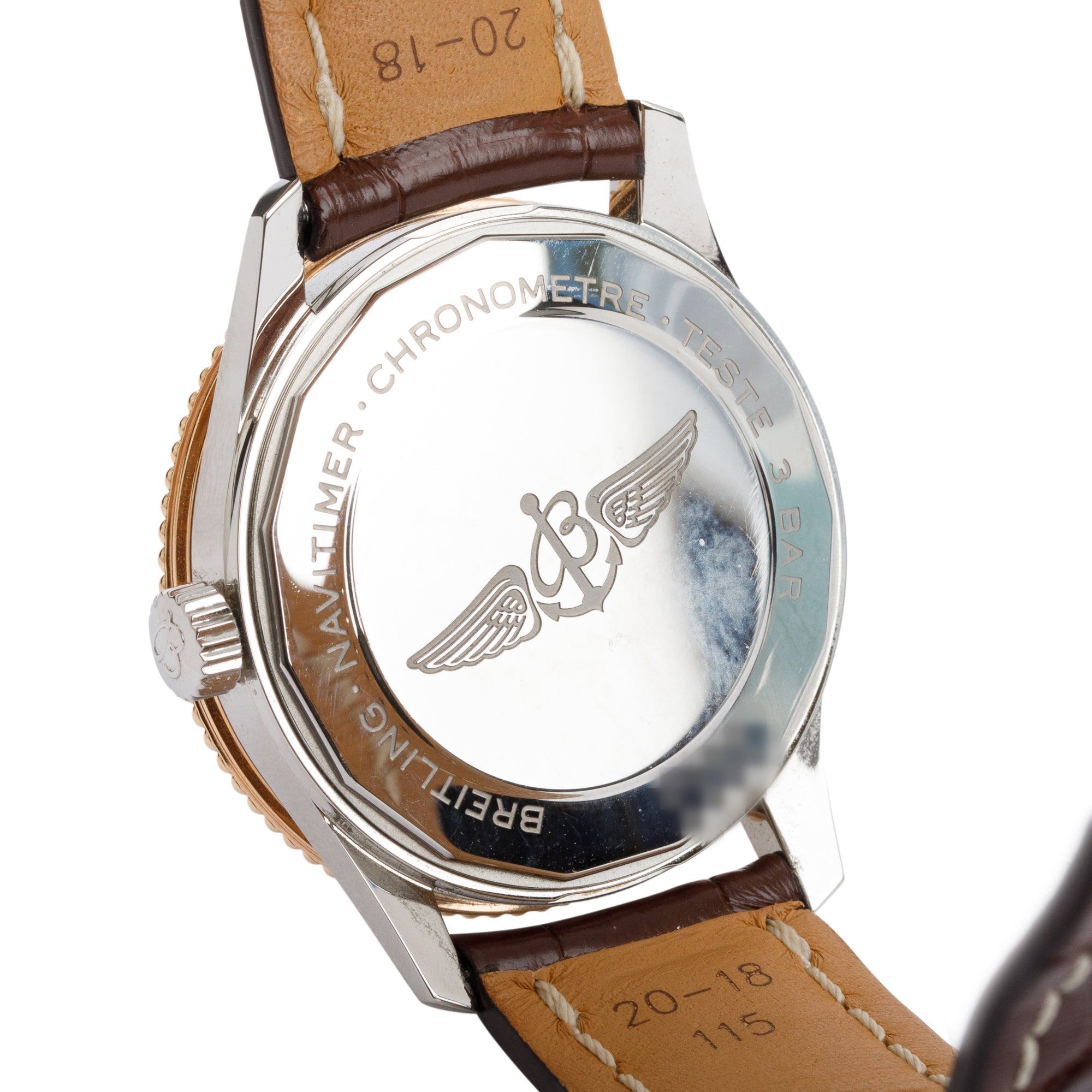 Breitling Stainless Steel & 18k Rose Gold Navitimer 38 MM Automatic Watch w/ Box & Papers