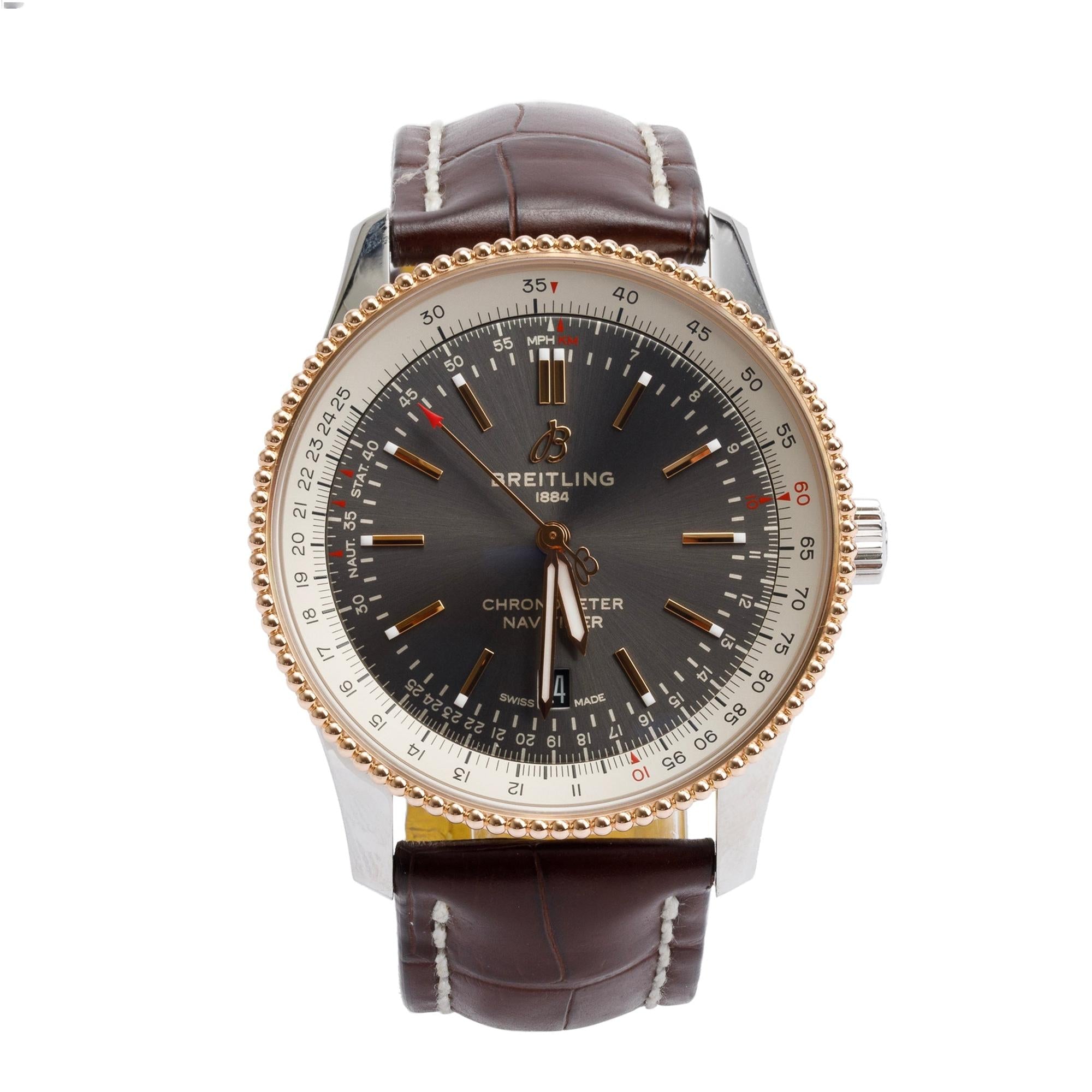 Breitling Stainless Steel & 18k Rose Gold Navitimer 41 MM Automatic Watch U17326