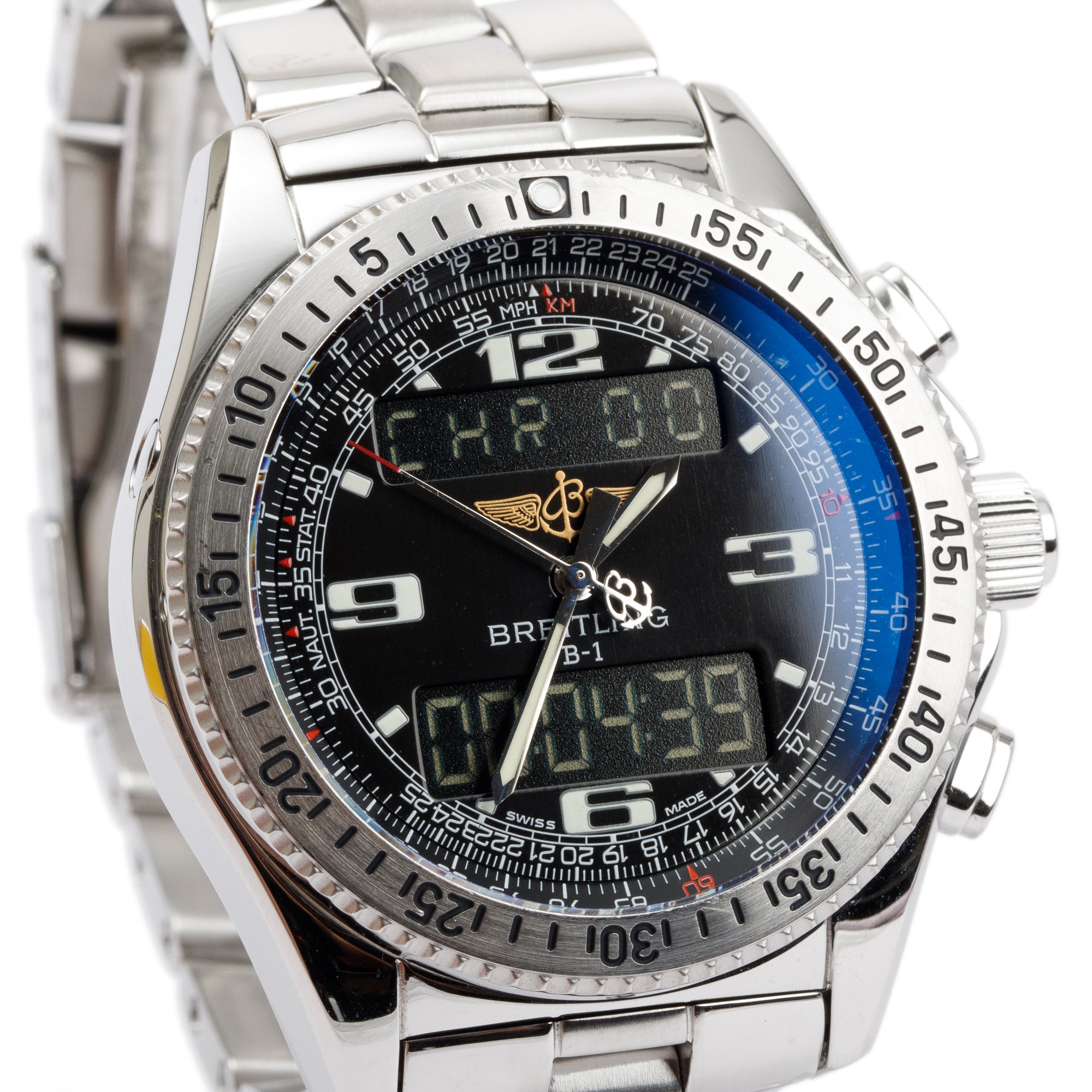 Breitling Stainless Steel B-1 44 MM Watch w/ Box & Papers