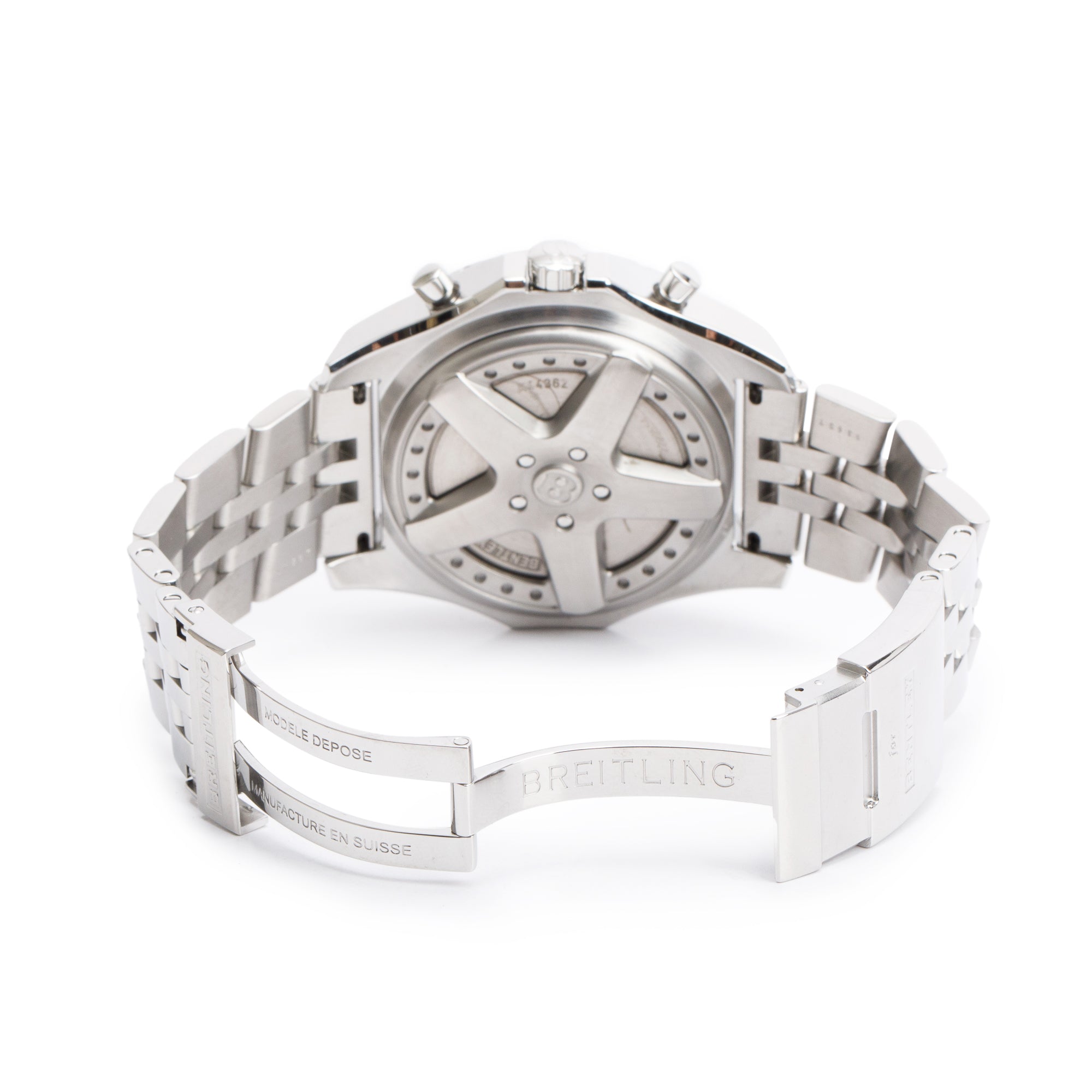 Breitling Stainless Steel Bentley 6.75 49 MM Automatic Chronograph Blue Dial Watch A44362 w/ Box & Papers