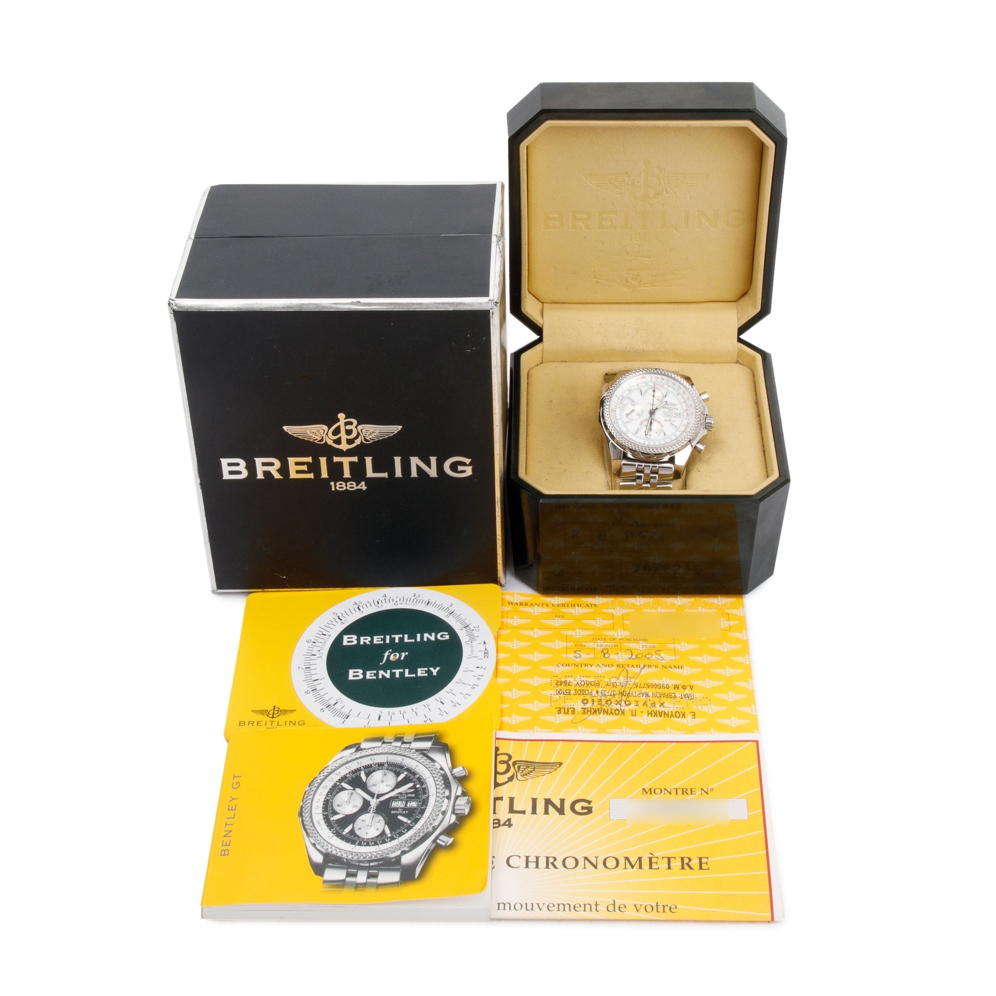 Breitling Stainless Steel Bentley GT 45 MM Automatic Chronograph Watch w/ Box & Papers