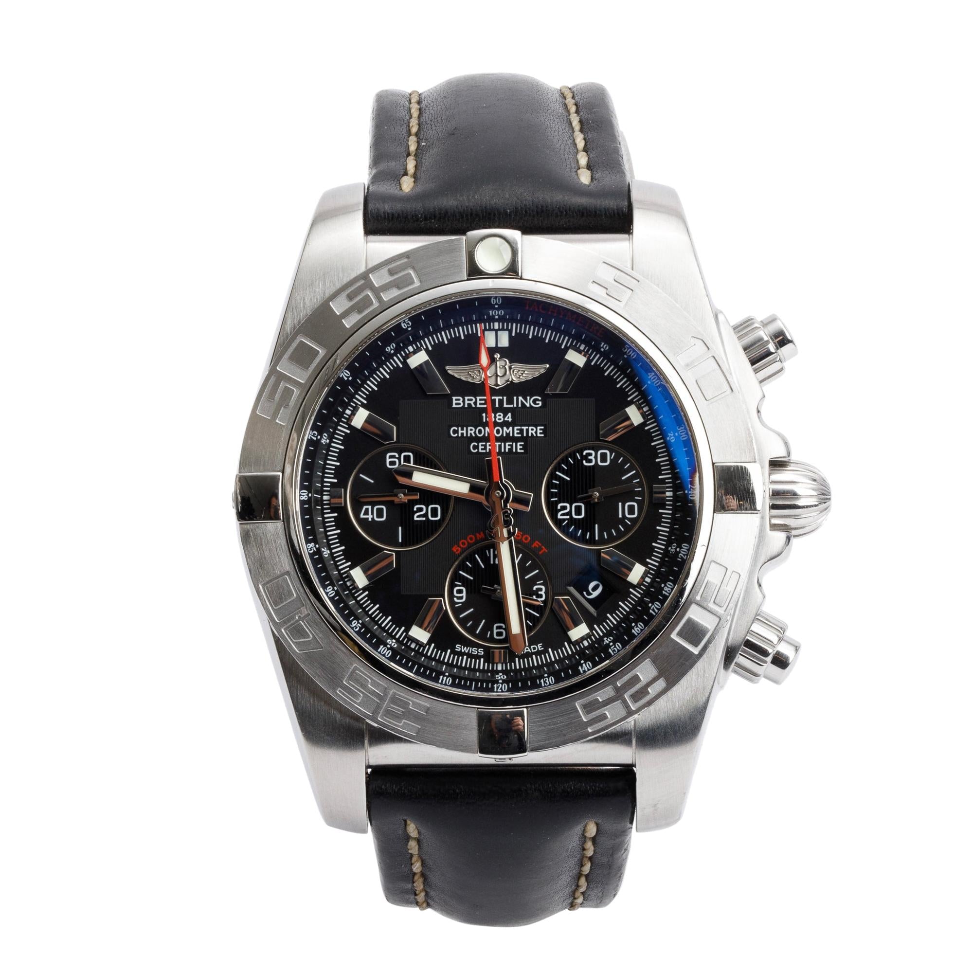 Breitling Stainless Steel Chronomat 44 MM Automatic Chronograph Watch AB0110 w/ Box & Papers