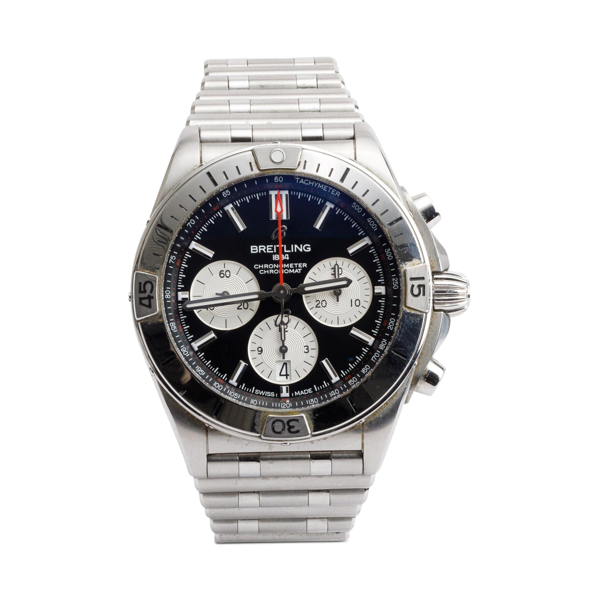 Breitling Stainless Steel Chronomat B01 42 MM Automatic Chronograph Watch Black Dial AB0134 w/ Box & Papers