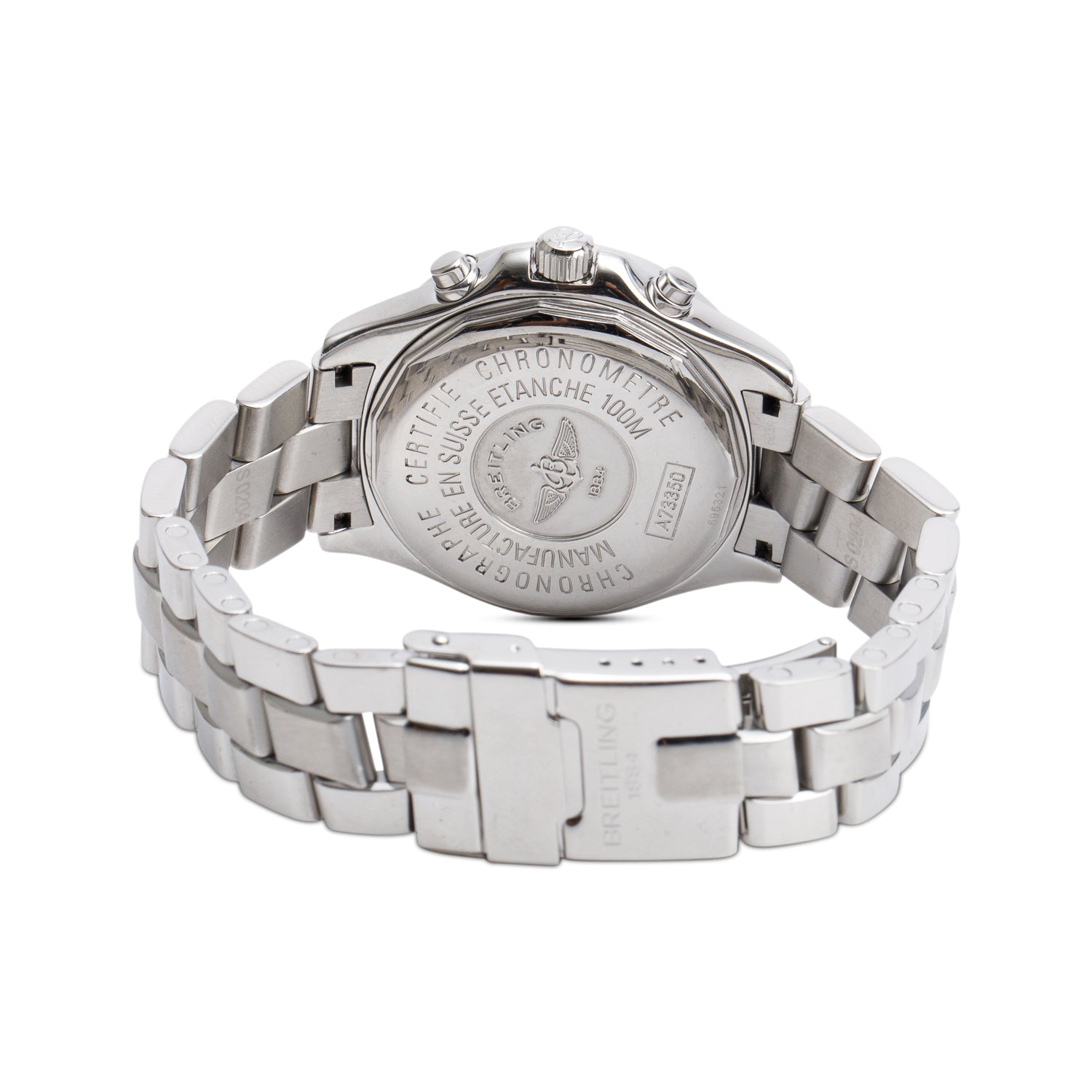 Breitling Stainless Steel Colt 38 MM Chronograph Quartz Watch Black Dial A73350