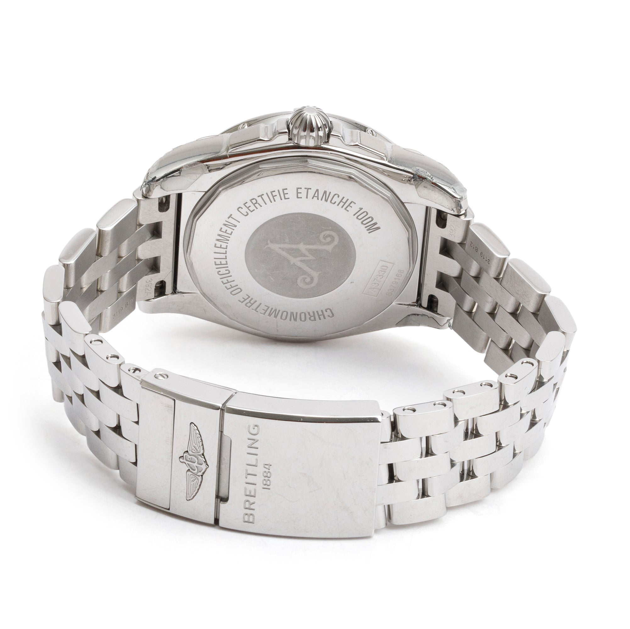 Breitling Stainless Steel Diamond Bezel & Shamrock Olive Green Diamond Dial Galactic 36 MM Automatic Watch w/ Box