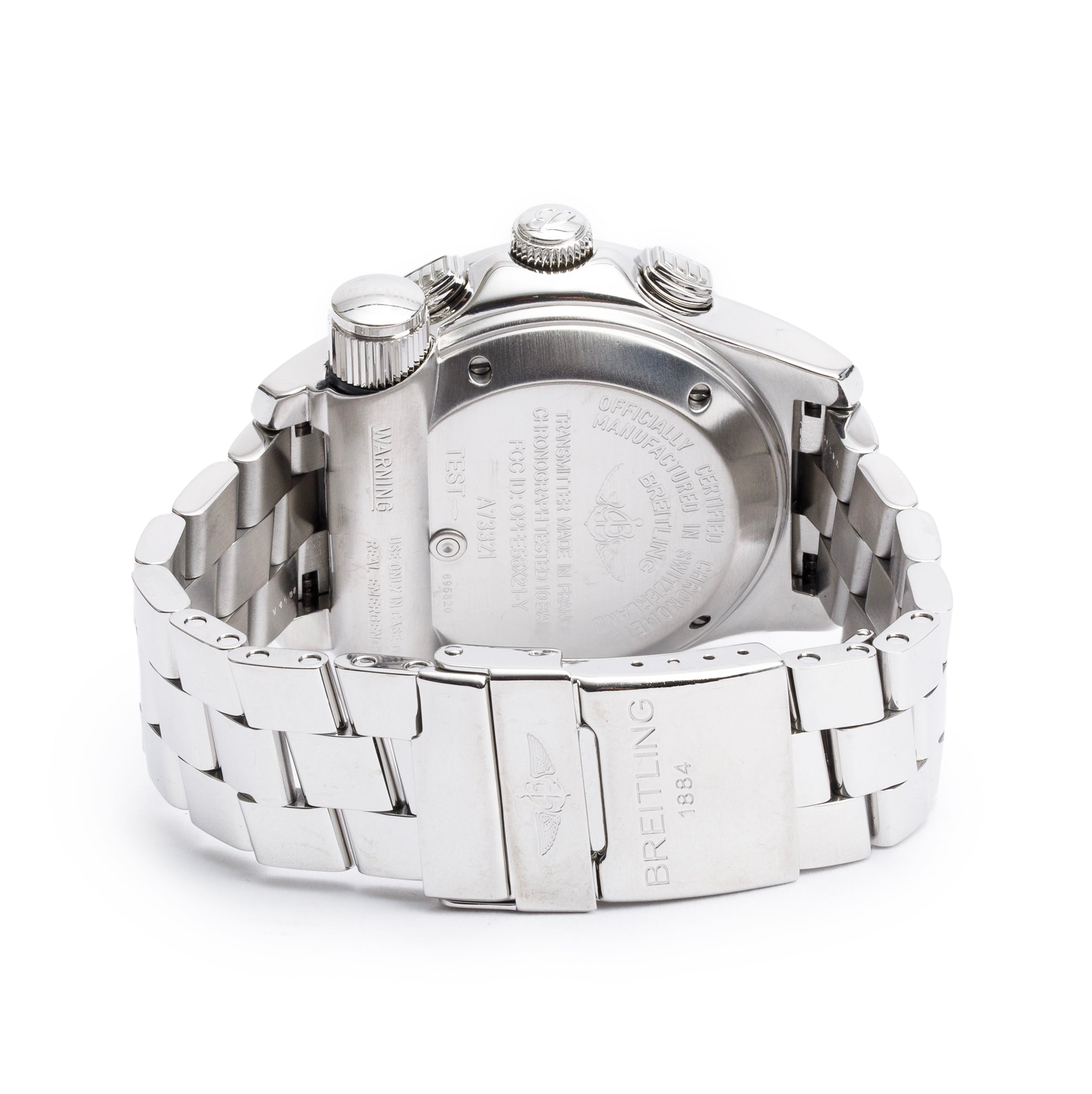 Breitling Stainless Steel Emergency Mission 43 MM Chronograph Quartz Watch A73321 w/ Box & Papers