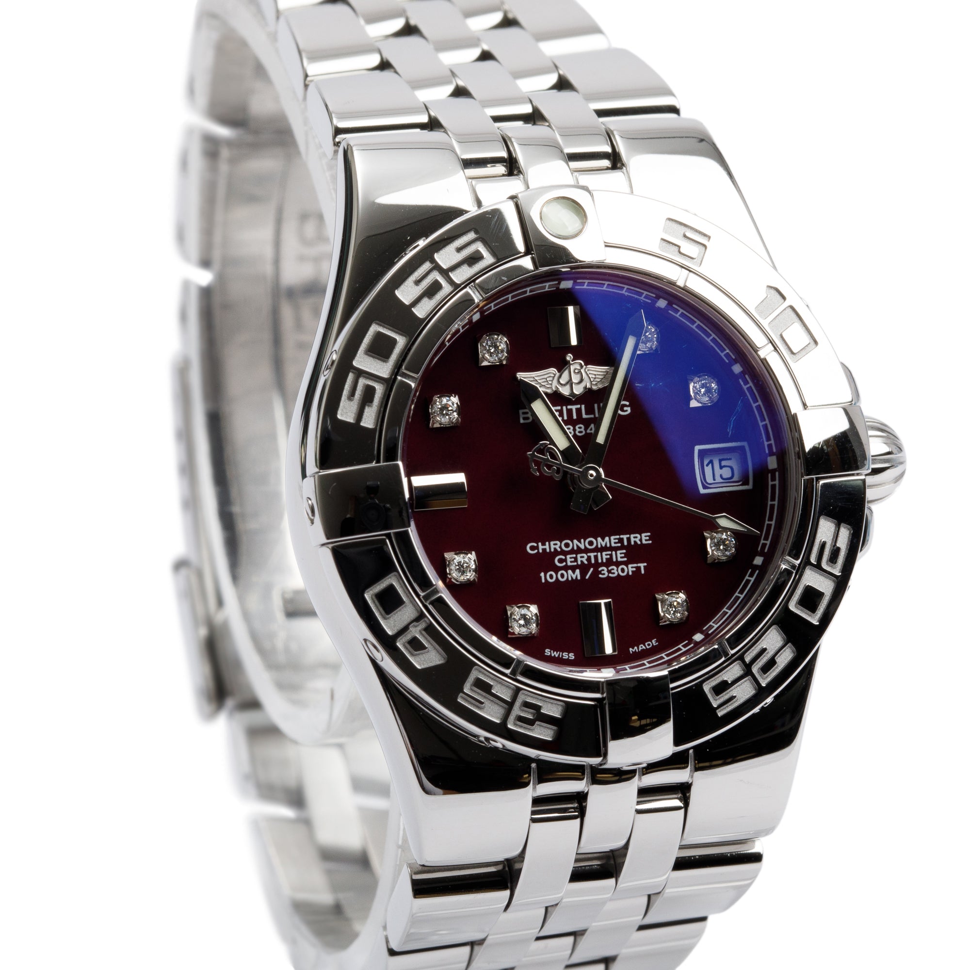 Breitling Stainless Steel Galactic Starliner 30 MM Diamond Dial Watch A171340