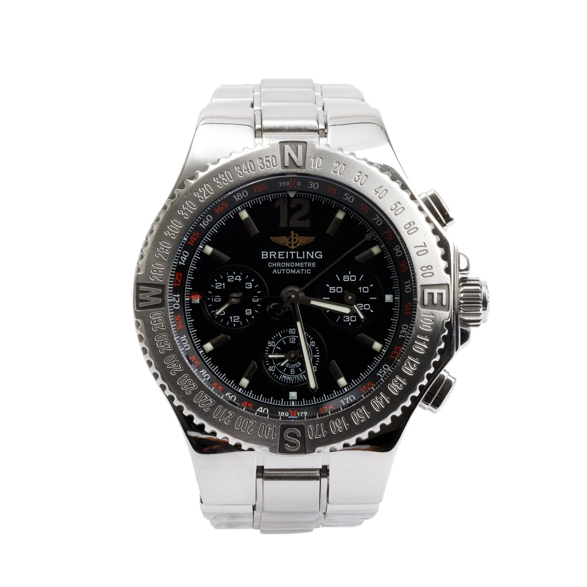 Breitling Stainless Steel Hercules 45 MM Chronograph Automatic Watch A39362 w/ Box & Papers